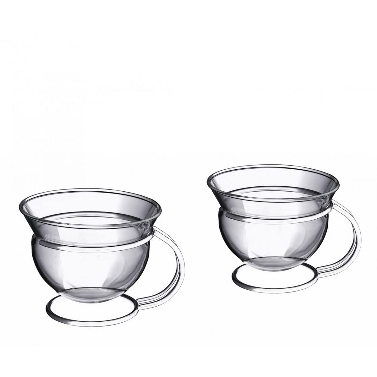 Premium Stainless Steel & Glass Tea Cups Set - 2-Pack 4.2 oz Clear Modern Reusable Tea Glasses for Hot & Cold Beverages - Perfect for Home, Office, or Gift Giving