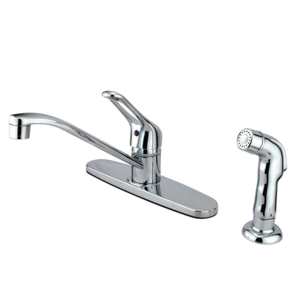 Kingston Brass KB562SP Wyndham Single Handle Centerset Kitchen Faucet - Chrome Finish, High Arc Spout, Easy Installation for Modern Kitchens