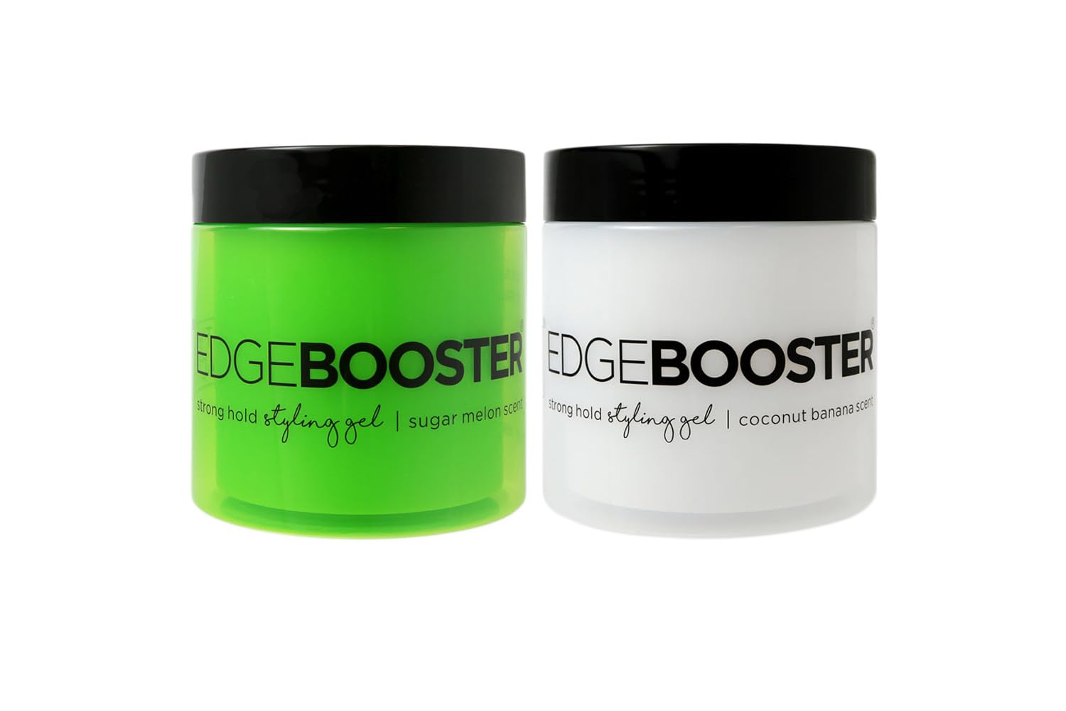 Edge Booster Styling Gel 2-Pack (16.9 oz Each) - Sugar Melon & Coconut Banana Scent for Natural Hair Care | Perfect for Defining Curls, Taming Edges & Styling Natural Hair