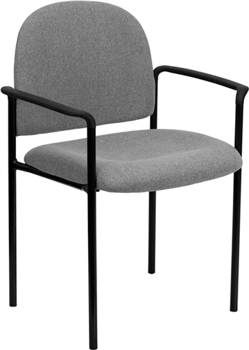 FLASH Tiffany Comfort Gray Fabric Stackable Steel Side Reception Chair with Arms - Modern Office Seating for Waiting Rooms, Lobbies & Conference Areas