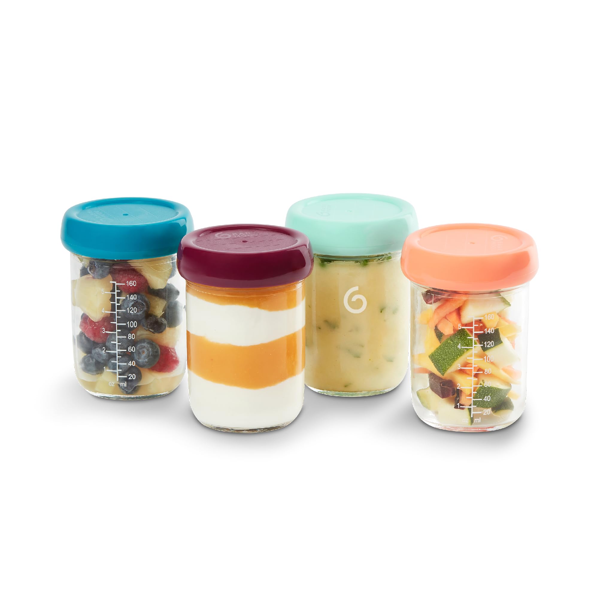 Babymoov 4-Pack 8oz Baby Food Glass Jars - BPA-Free, Leakproof Storage Containers for Baby Puree & Snacks | Microwave, Freezer & Dishwasher Safe | Perfect for Baby Registry, Meal Prep & On-the-Go Feeding