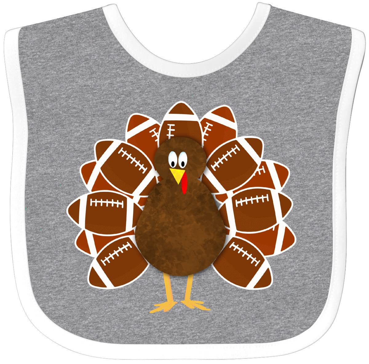 Inktastic Thanksgiving Craft Paper Football Turkey Baby Bib - Adorable Holiday Bib for Infants & Toddlers - Perfect for Thanksgiving Dinner, Family Gatherings & Photo Shoots