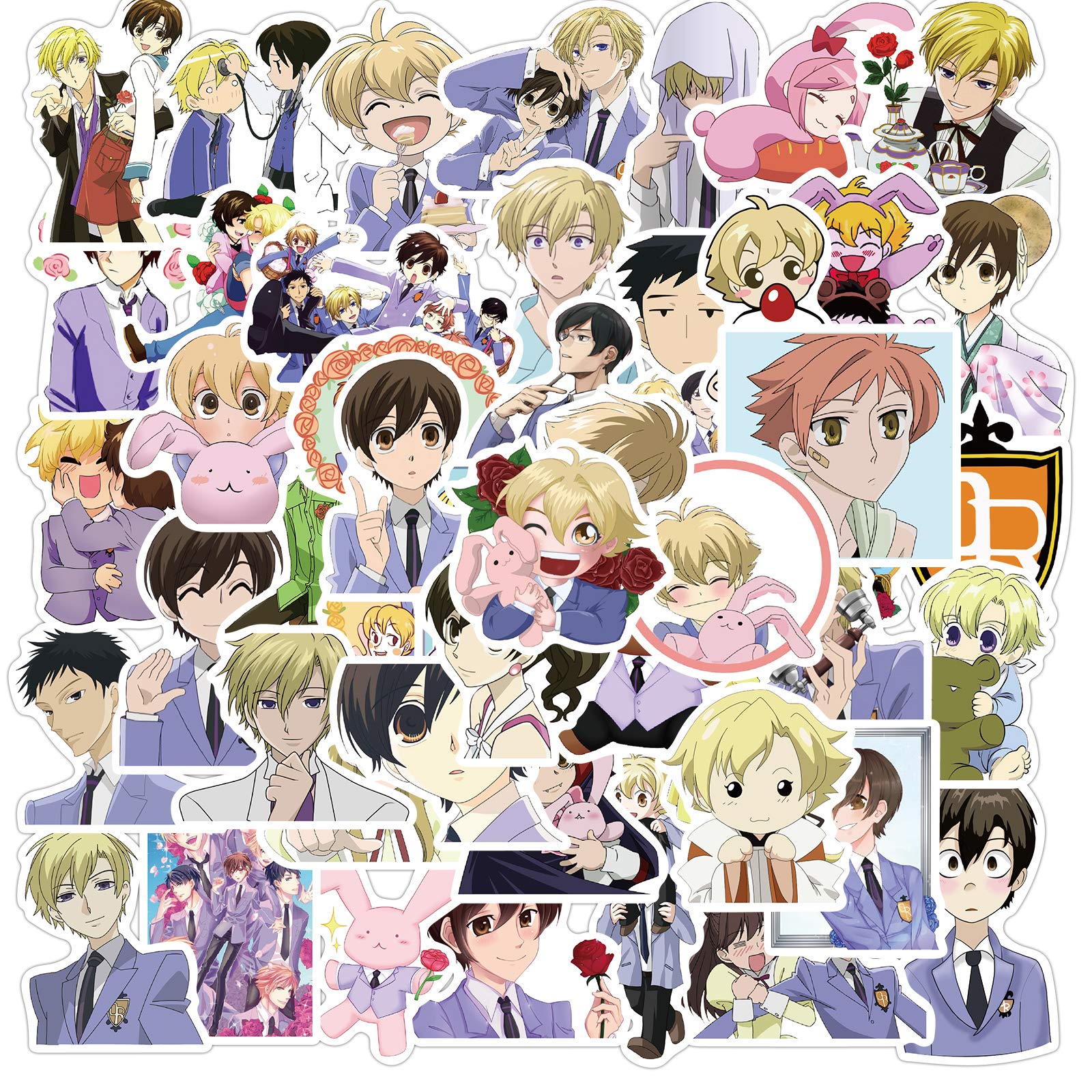 Ouran High School Host Club Stickers 50 Pack - Anime Decals for Laptops, Computers, Skateboards, Water Bottles, Cars, and Teens - Perfect for School, Work, and Personalizing Gadgets