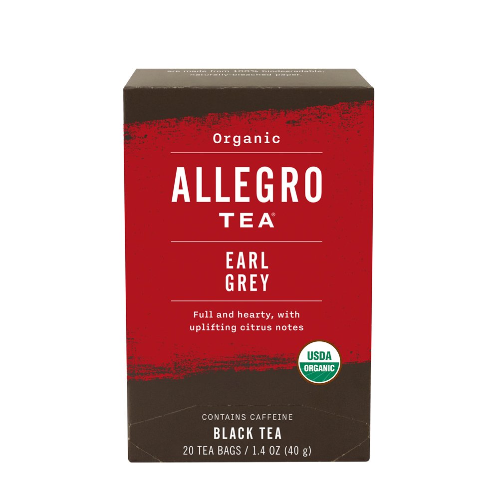 Organic Earl Grey Tea Bags by Allegro - 20 Count | Premium Black Tea with Bergamot | Perfect for Afternoon Tea, Office Break or Relaxing at Home