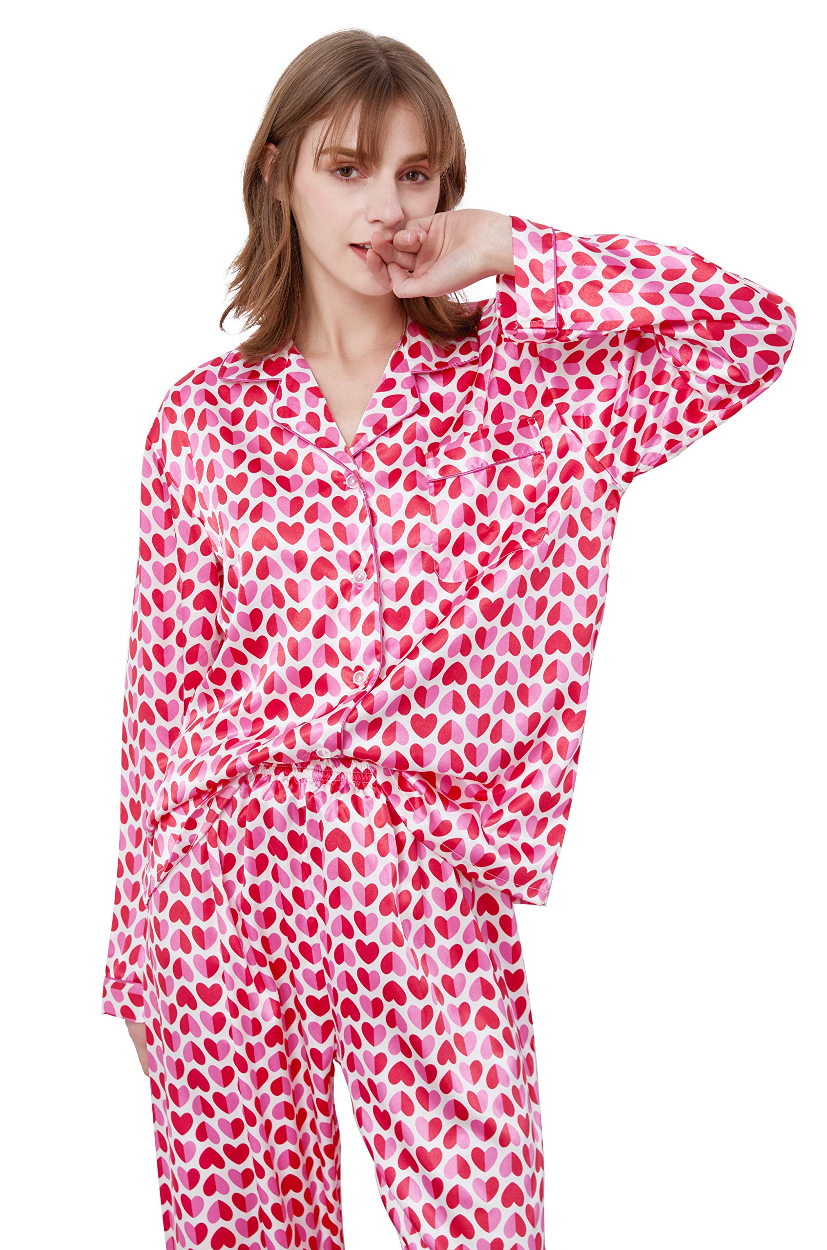 Women's Classic Satin Pajama Set - Soft Sleepwear & Loungewear for Comfortable Nights - Perfect for Relaxing at Home, Spa Days, and Gift Giving