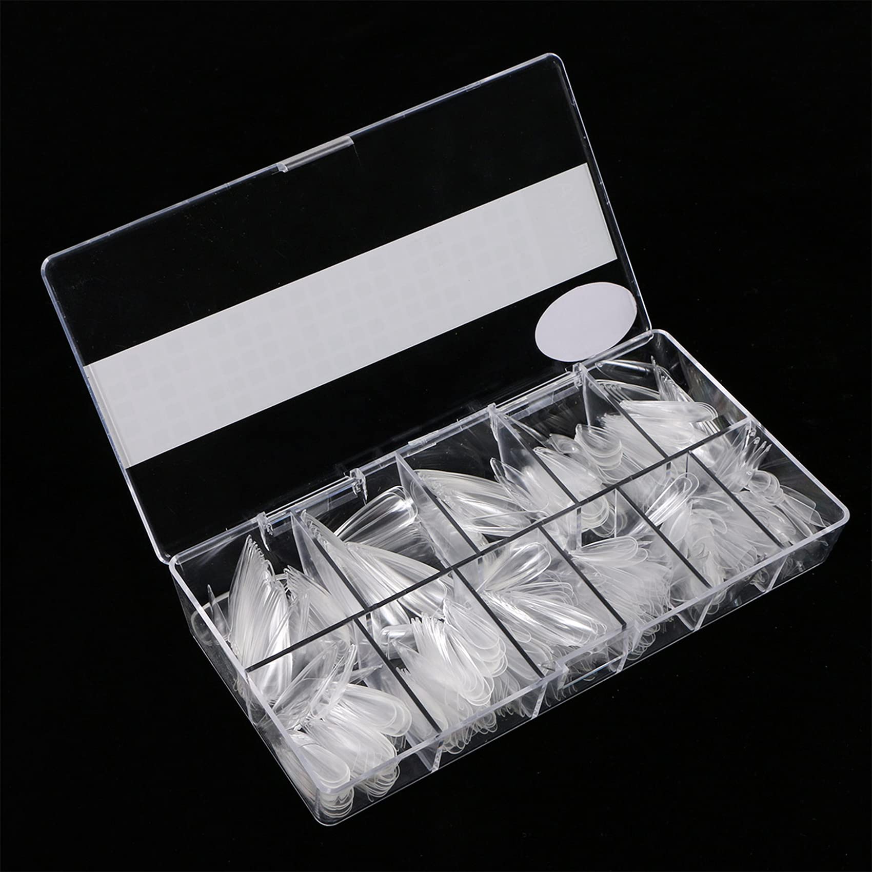 500pcs Long Stiletto Press On Nails Kit - Clear Full Cover False Nails with 5 Nail Glues, 1 Nail File & Storage Case - Acrylic Nail Extension Kit for Party, Wedding, Salon & Home Manicure