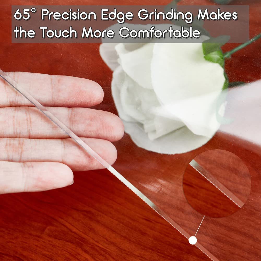 NECAUX 20 Inch Round Clear Table Cover Protector - 1.5mm Thick Premium Plastic Tabletop Protector | Waterproof, Scratch Resistant, Unshrinkable | Perfect for Coffee Tables, Living Room Tables & Dining Tables | Protect Your Furniture from Spills & Scratches