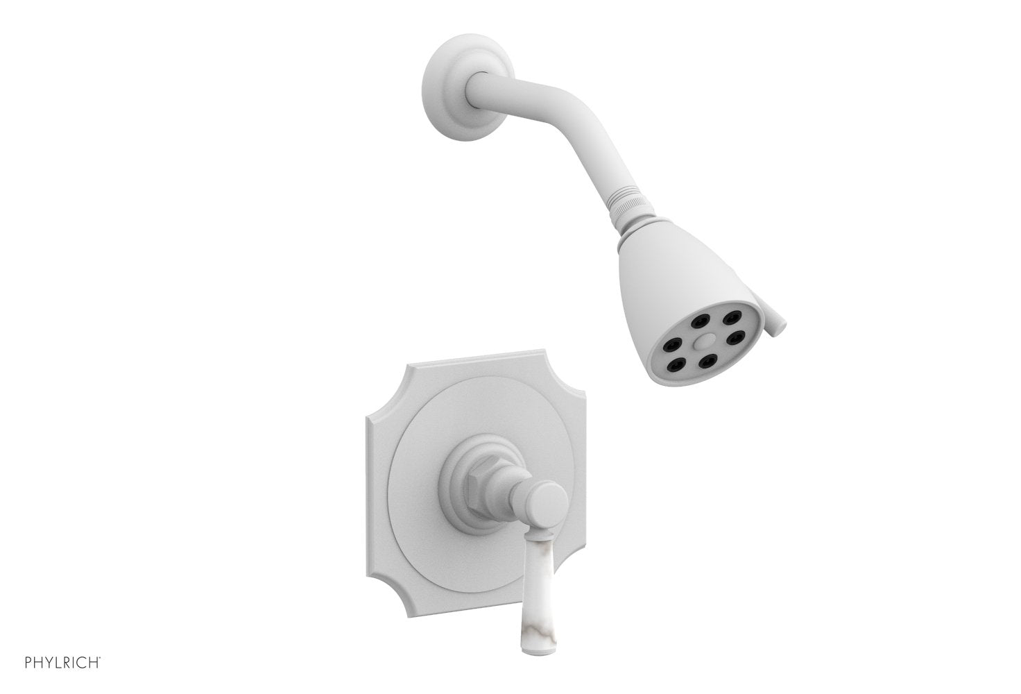 HENRI Pressure Balance Shower Set with White Marble Handle - Model 16123 | Modern Bathroom Fixture for Spa-Like Shower Experience