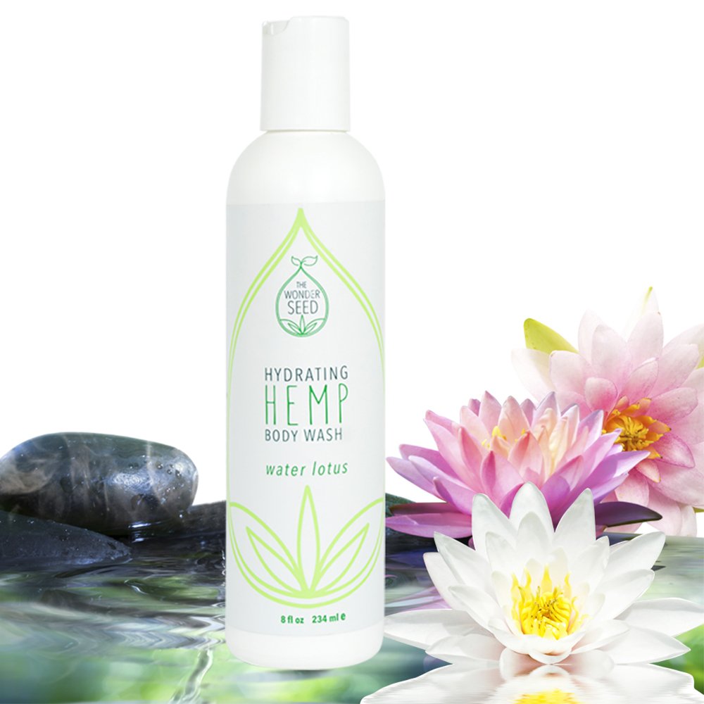 Organic Hemp Body Wash with Water Lotus Extract - 8 oz | Hydrating & Soothing for Dry Skin | Perfect for Daily Shower & Spa Relaxation