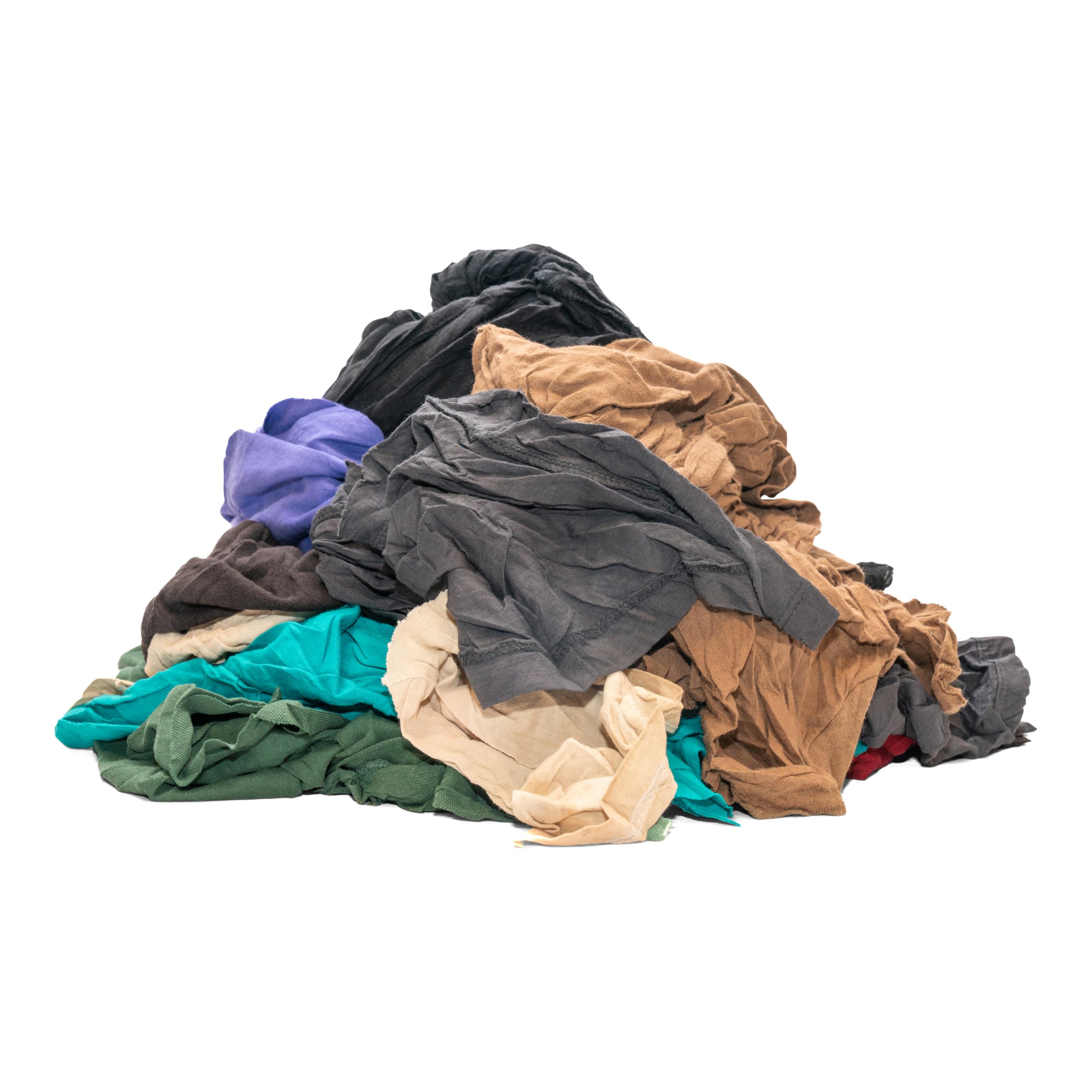 Buffalo Industries (10085PB) 50 lb. Bag of Recycled Multicolored T-Shirt Cloth Rags - All-Purpose Cleaning Rags for Paint Spills, Staining, Polishing & Dusting | Eco-Friendly Upcycled Cotton Fabric | Ideal for Workshops, Garages & Household Cleaning