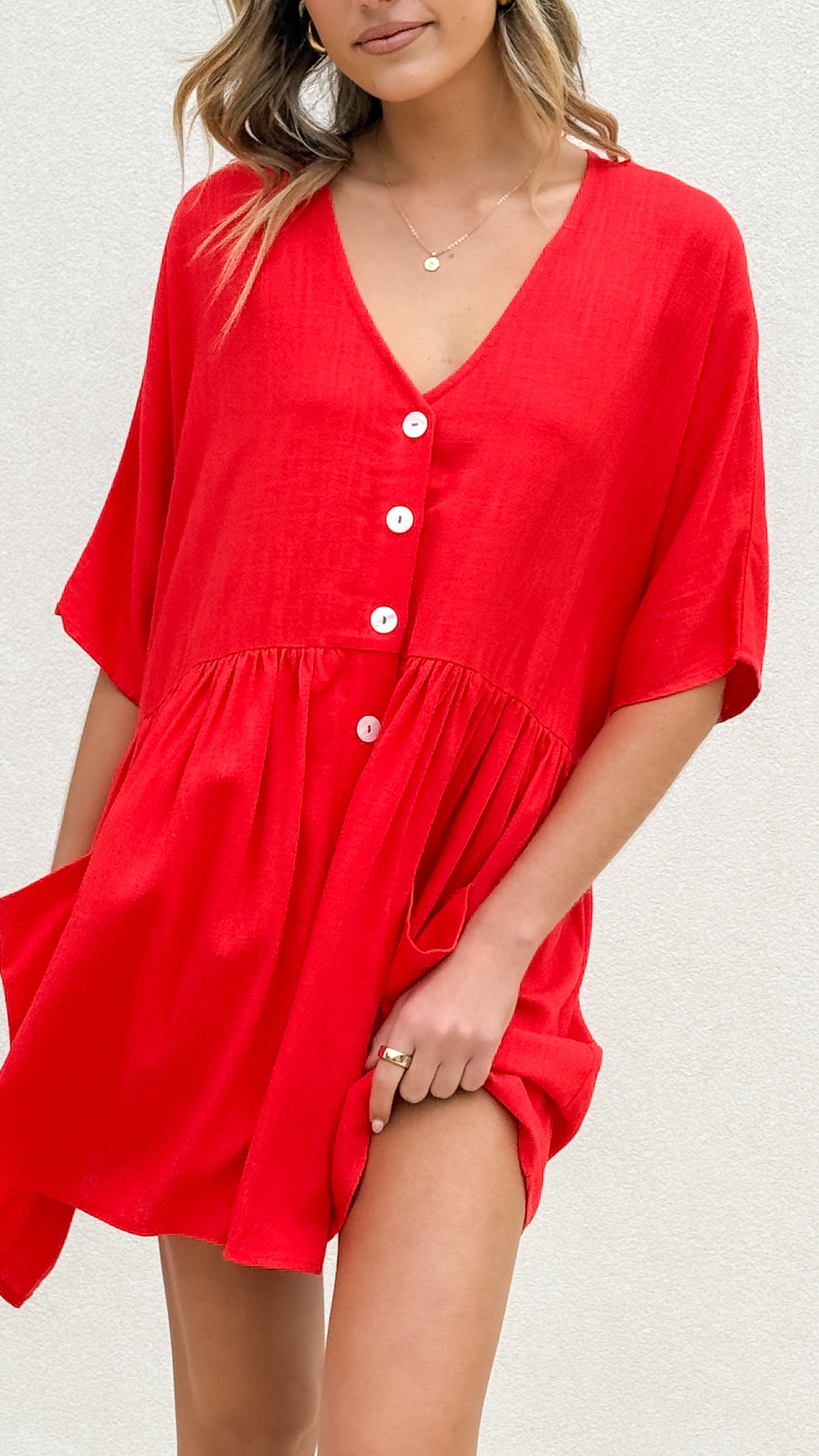 Leah Mini Dress in Red - Stylish & Comfortable Summer Dress for Women | Perfect for Parties, Dates & Casual Outings