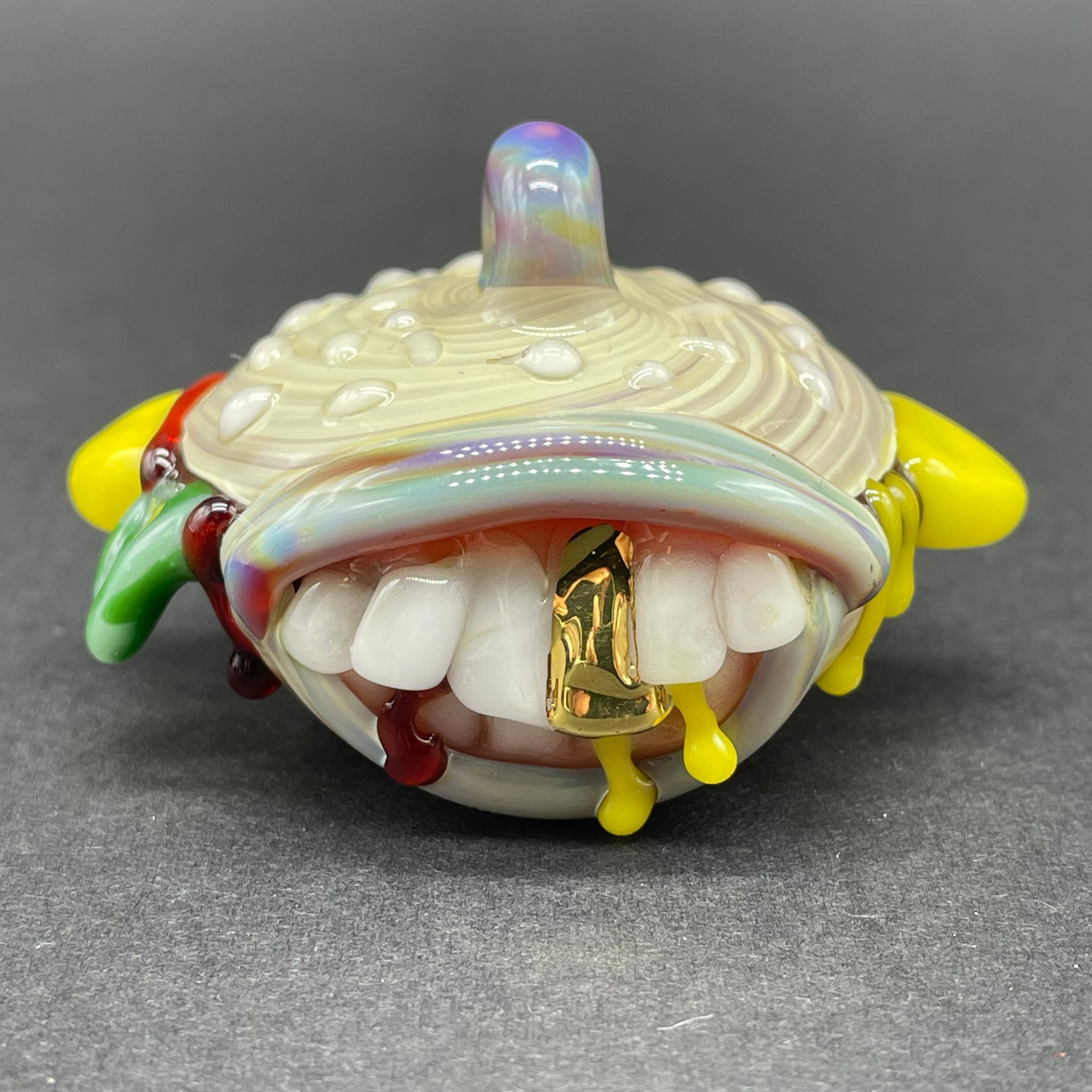 Handmade Glass Cheeseburger Pendant Necklace - Unique Food Jewelry for Burgers Lovers - Perfect Gift for Fast Food Enthusiasts & Fun Fashion Accessory