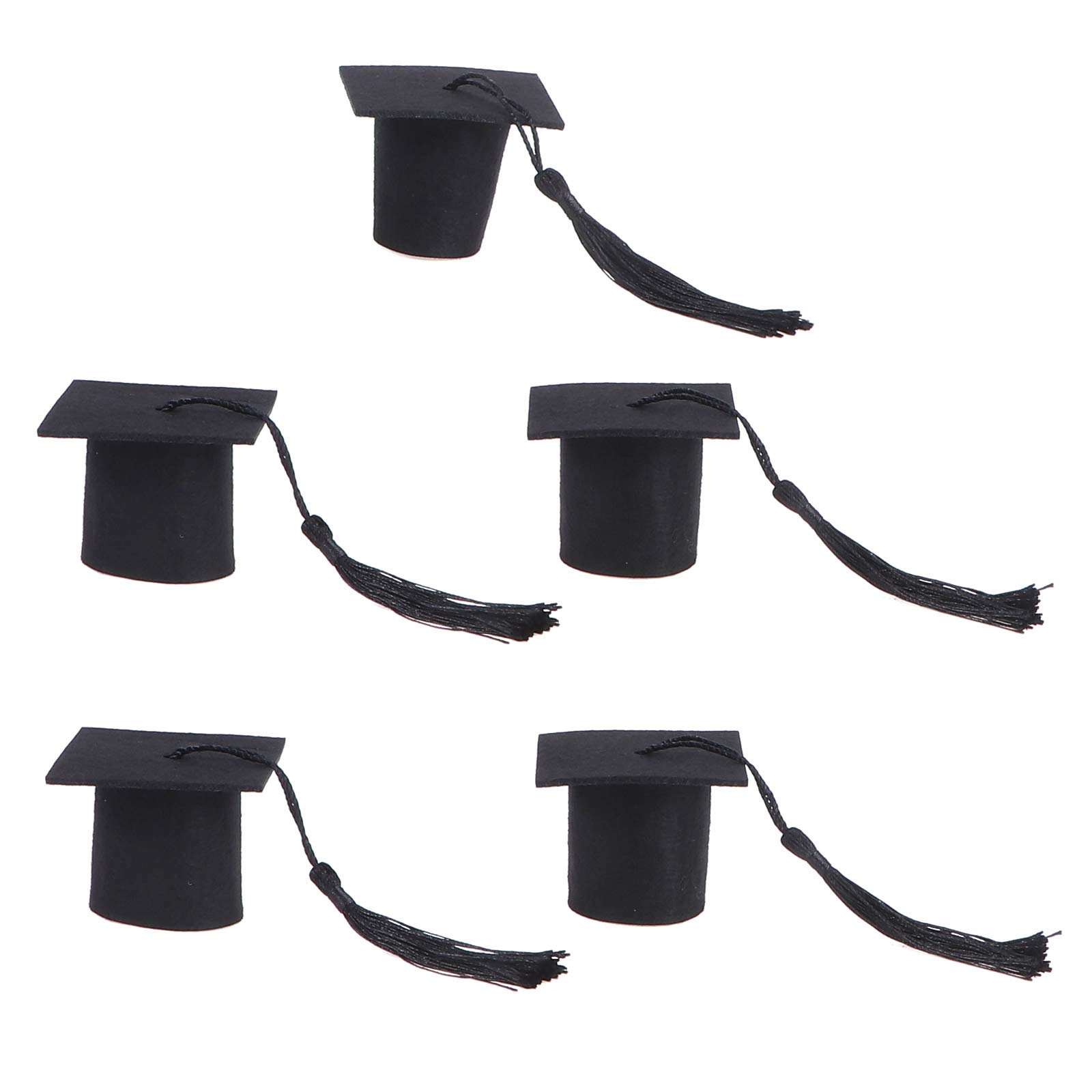 GALPADA 5Pcs Graduation Cake Toppers - Non-Woven Fabric Cake Decorations for Graduation Party Supplies, Black Graduation Gifts - Perfect for Graduation Cakes, Cupcakes and Party Decorations