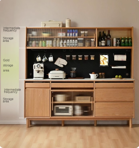 Solid Oak Wood Rock Plate Buffet Sideboard - Rustic Farmhouse Dining Room Storage Cabinet for Kitchen, Living Room & Entryway