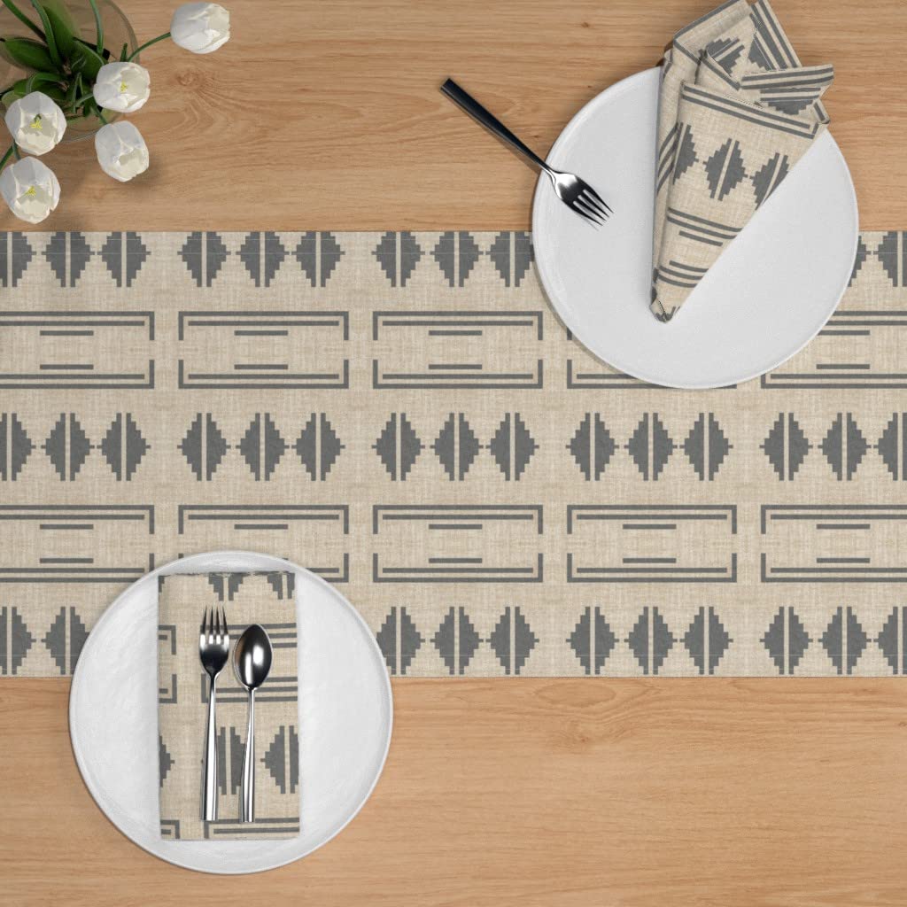 Custom Geo Geometric Modern Minimal Print Spoonflower Cotton Sateen Table Runner 108