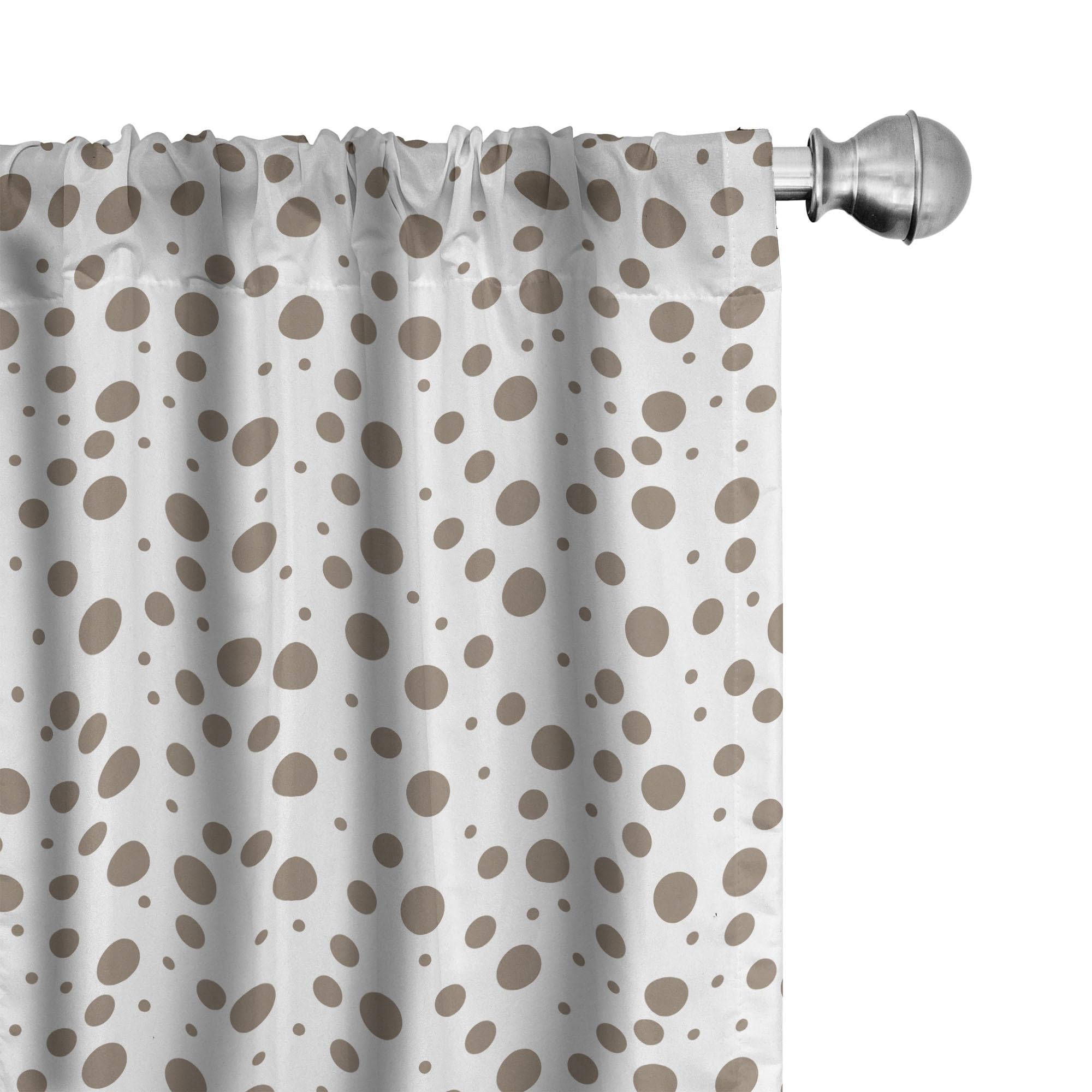 Vintage Brown Window Curtains with White Spot Pattern - Lightweight 2-Panel Set (28