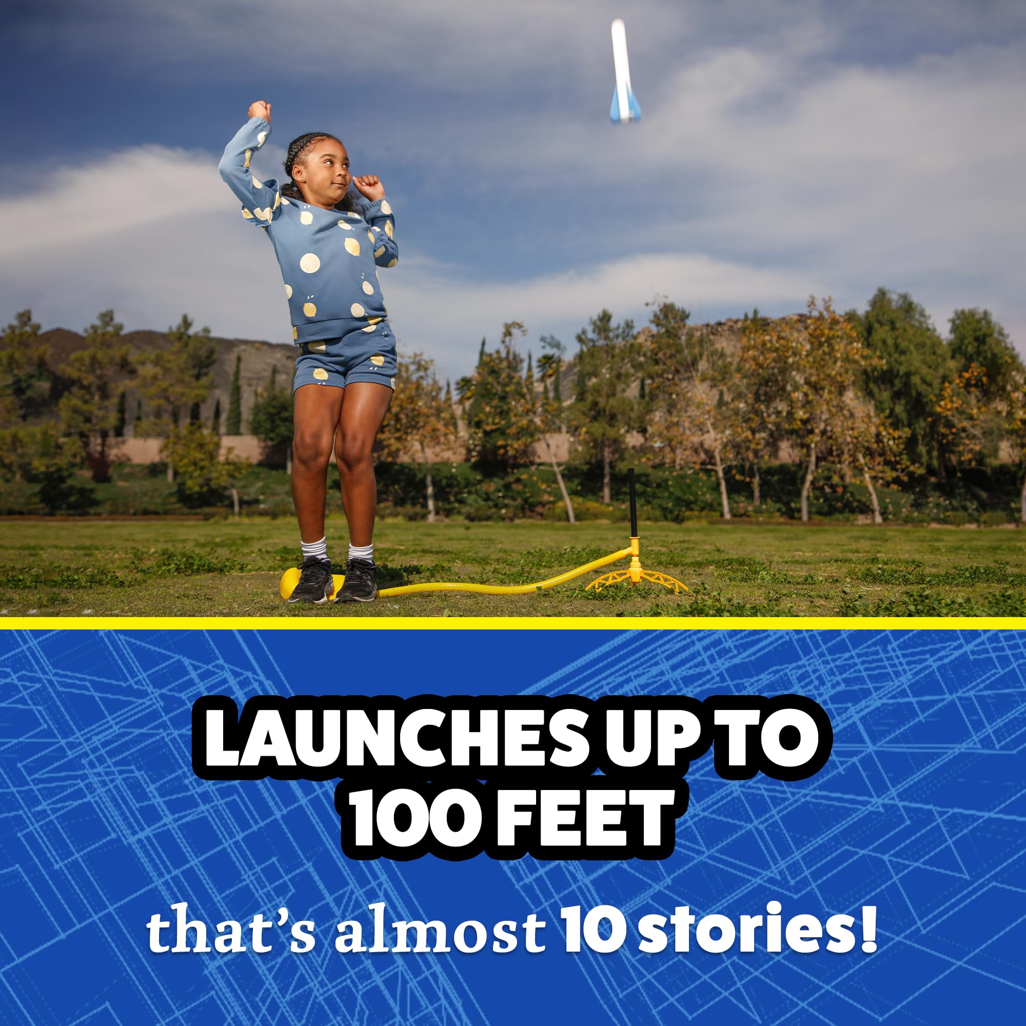 Stomp Rocket Jr Glow in The Dark Rocket Launcher Toy Set for Kids - 7 Foam Rockets, Adjustable Stand, Outdoor & Backyard Fun - Perfect Gift for Boys & Girls (Great for Birthday Parties, Park Play & Family Outdoor Activities)
