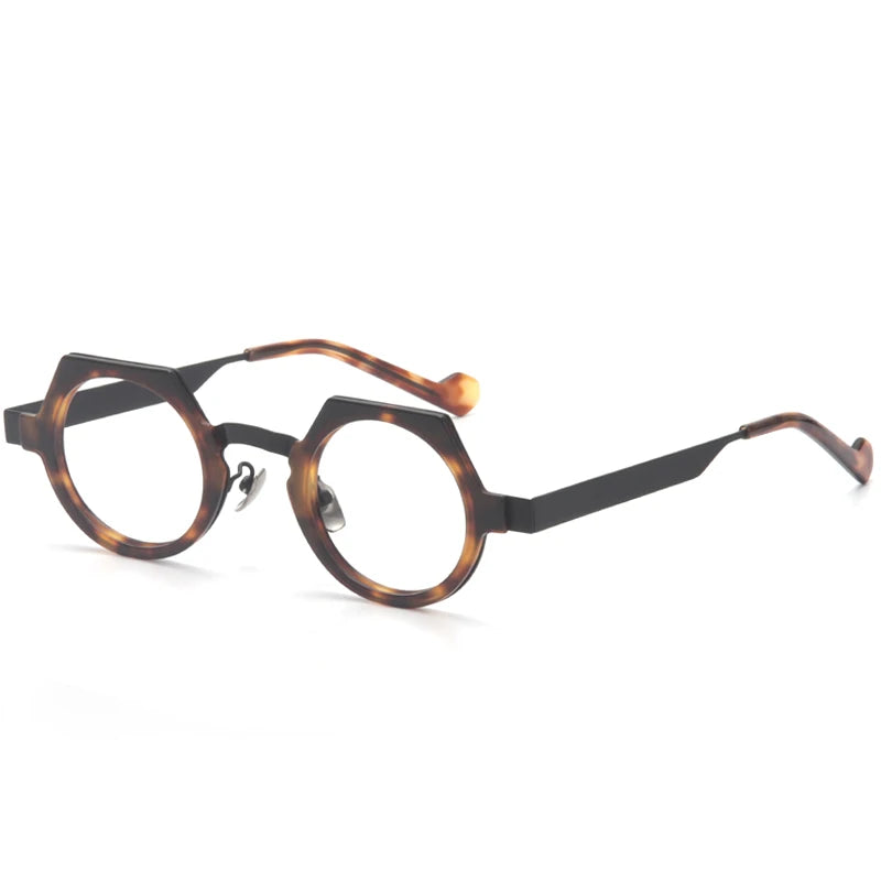 Aror Unisex Full Rim Flat Top Round Acetate Alloy Eyeglasses 94008 - Stylish Retro Frame for Men & Women - Perfect for Reading, Working, and Fashion Accessories