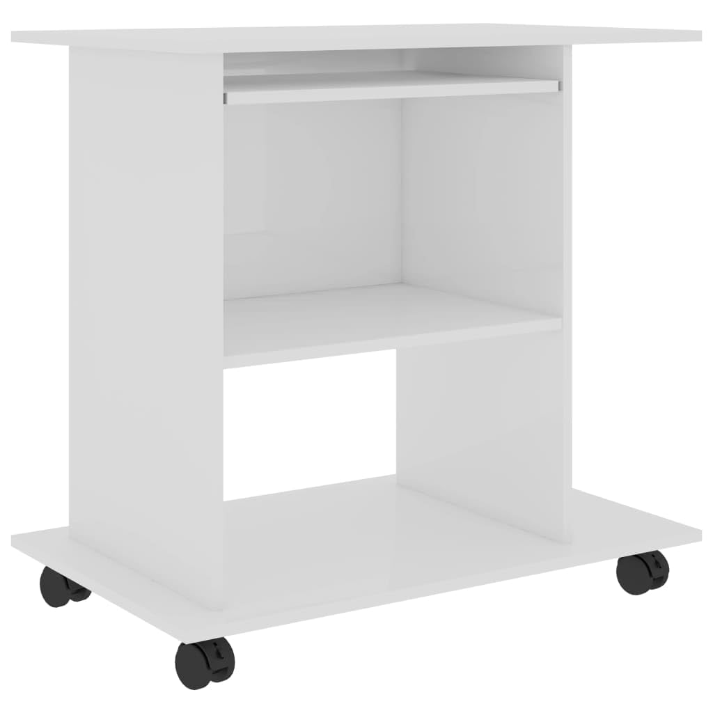 vidaXL Gaming Desk with Keyboard Tray - White Home Office Workstation for PC Setup