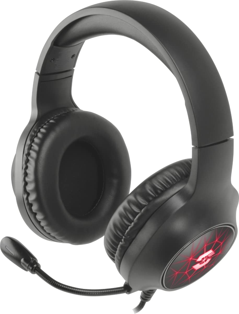 Speedlink VIRTAS Wired 7.1 Gaming Headset with Microphone - Customizable 7.1 Surround Sound, USB Connection, RGB LED Lighting, Volume Control via Cable Remote, Black - Perfect for PC Gaming, Streaming & Esports