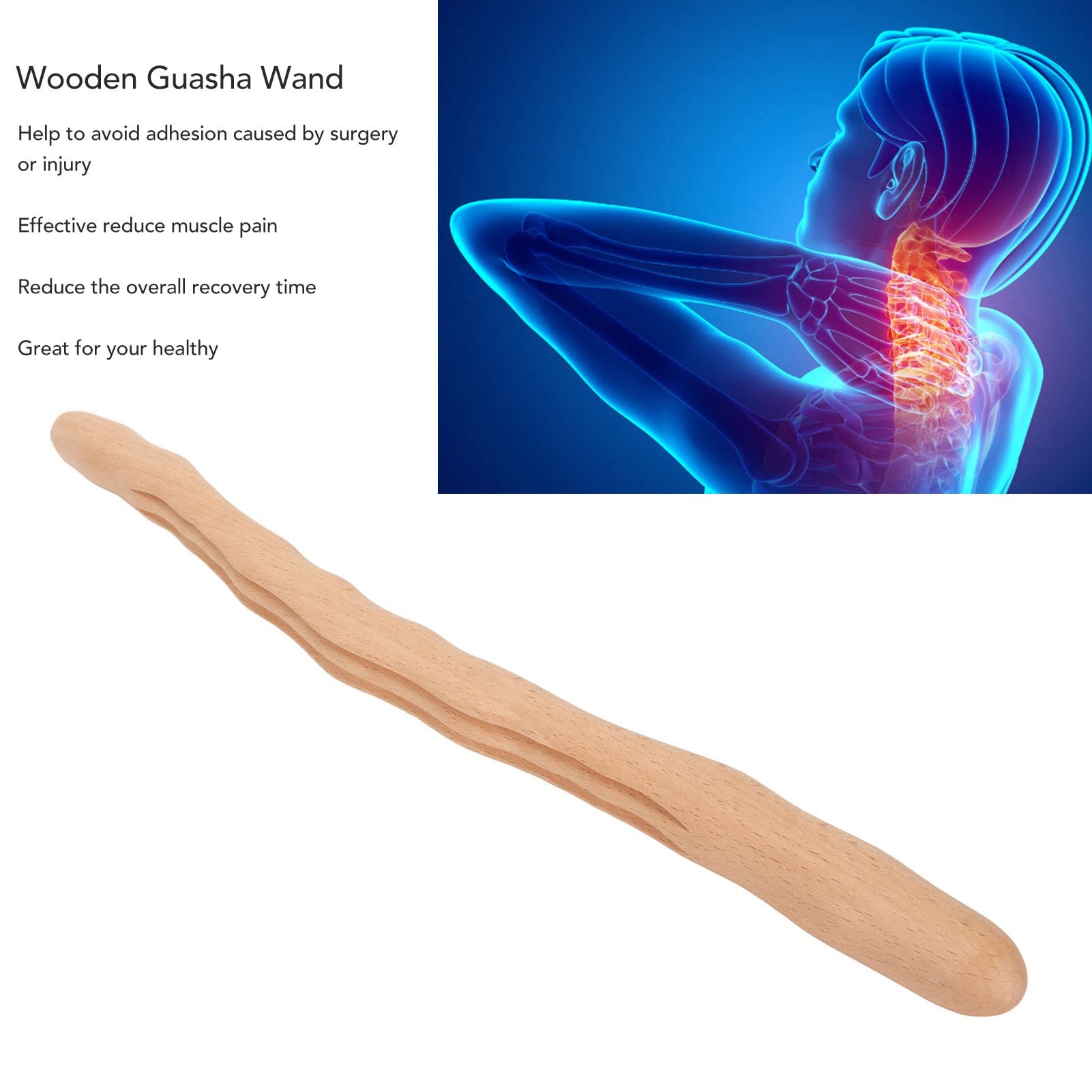 Wooden Gua Sha Massage Tool for Back & Lymphatic Drainage - Deep Tissue Muscle Relief & Relaxation - Perfect for Home Spa, Yoga Recovery & Pain Management