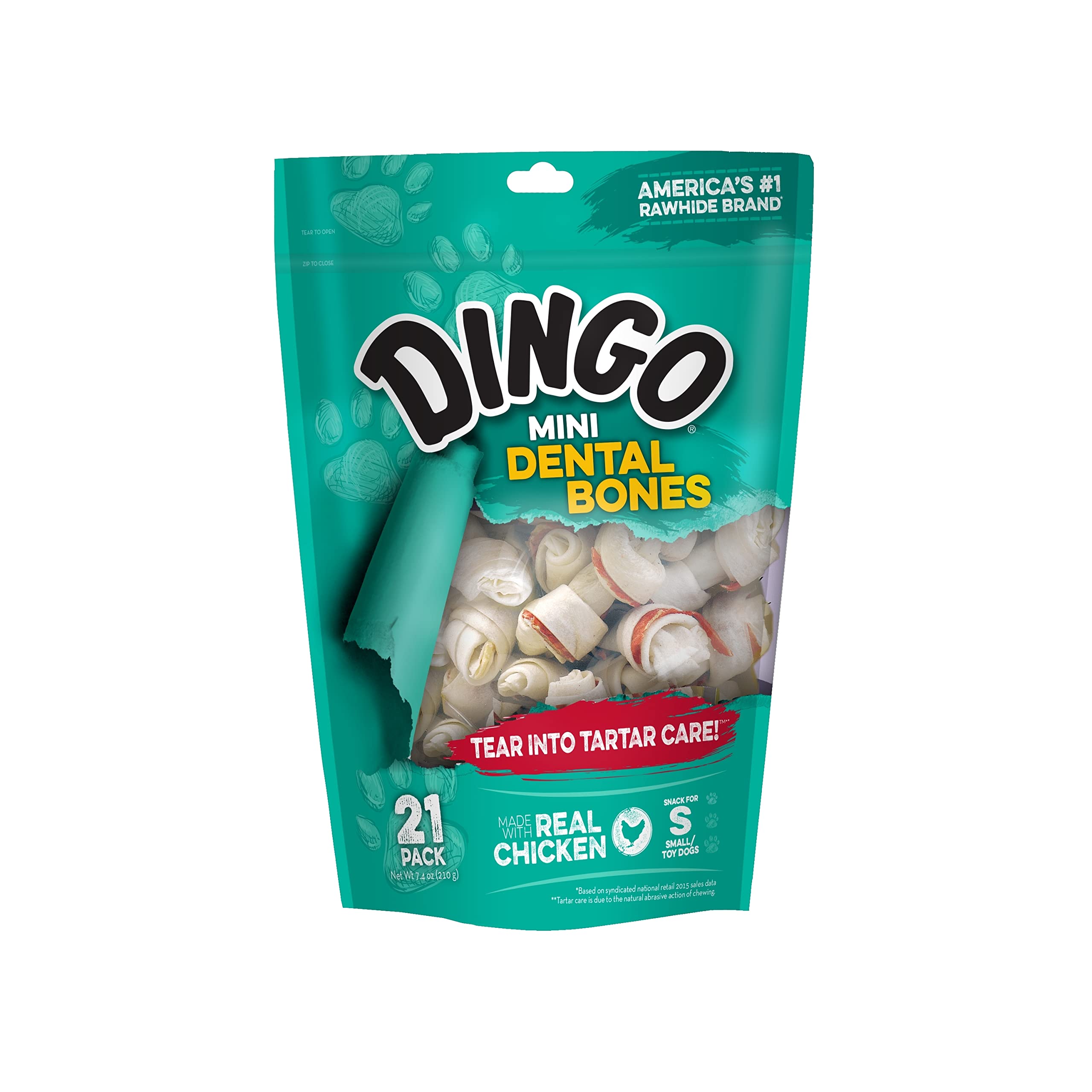 Dingo Dental Bones for Dogs - Natural Chicken Flavor Dog Chews for Teeth Cleaning & Tartar Control | Long-Lasting Dental Treats for Small, Medium & Large Breeds | Perfect for Training Rewards & Oral Care