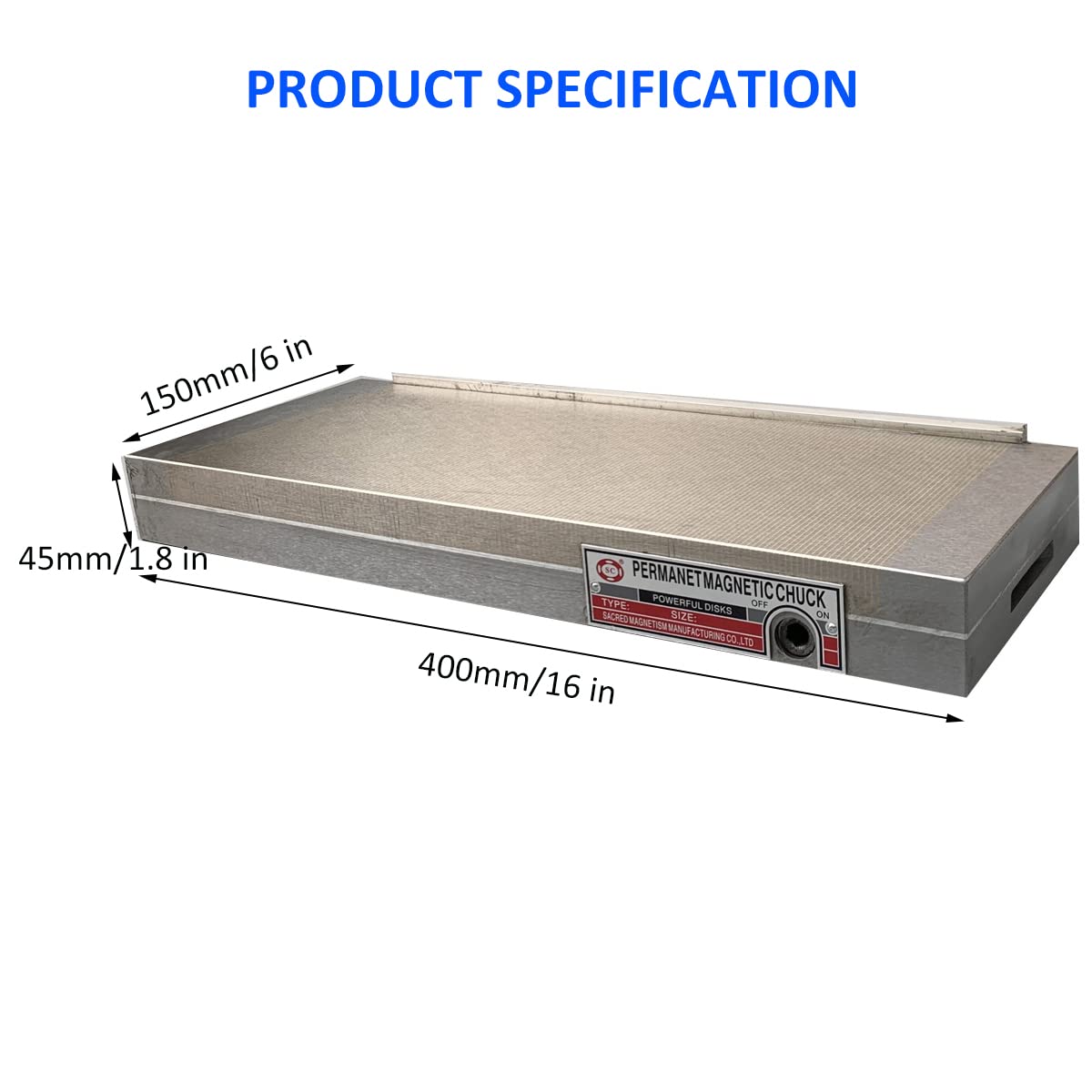 6x16 Inch Fine Pole Permanent Magnetic Chuck - Powerful Sealed Rectangular Chuck for Grinding Machine | Precision Metal Workholding for Surface Grinding & Milling Operations