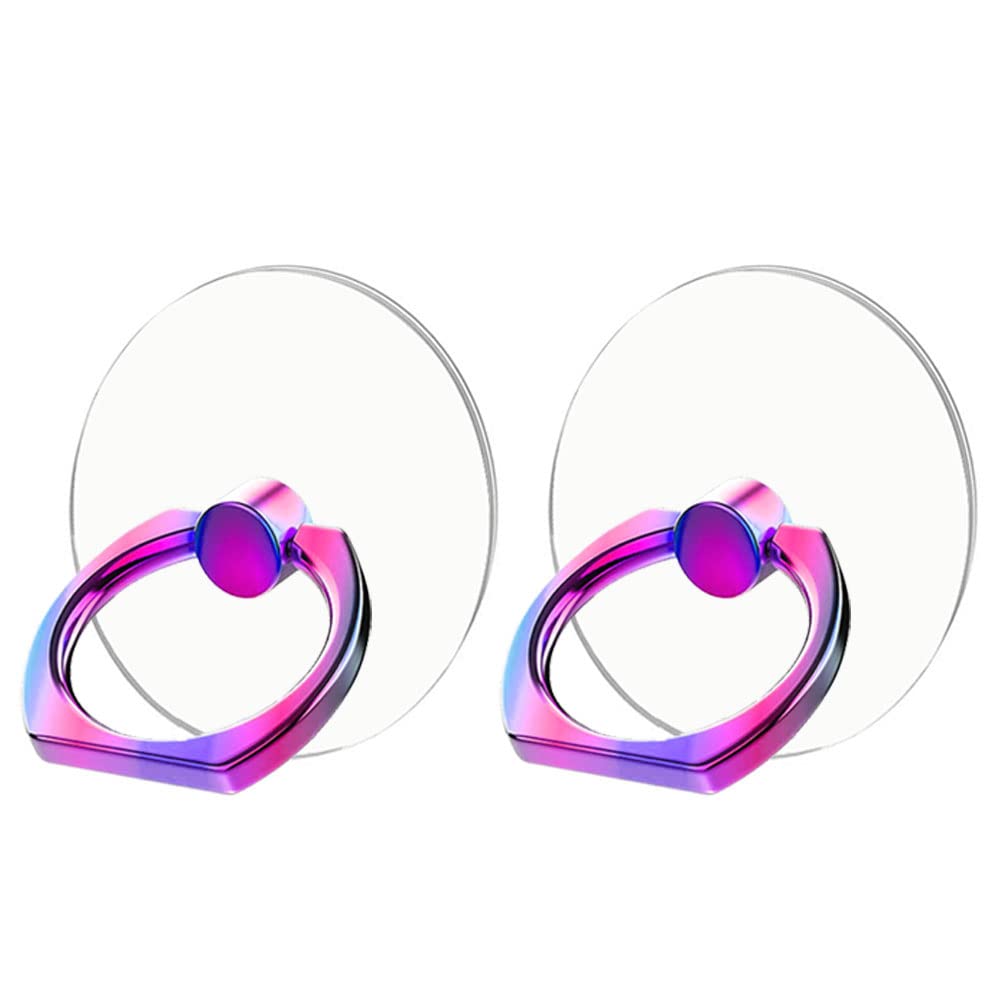 2-Pack Colorful Transparent Phone Ring Holder Stand - 360° Rotatable Grip & Kickstand for All Phones & Cases | Perfect for Hands-Free Viewing, Secure Grip & Multi-Tasking