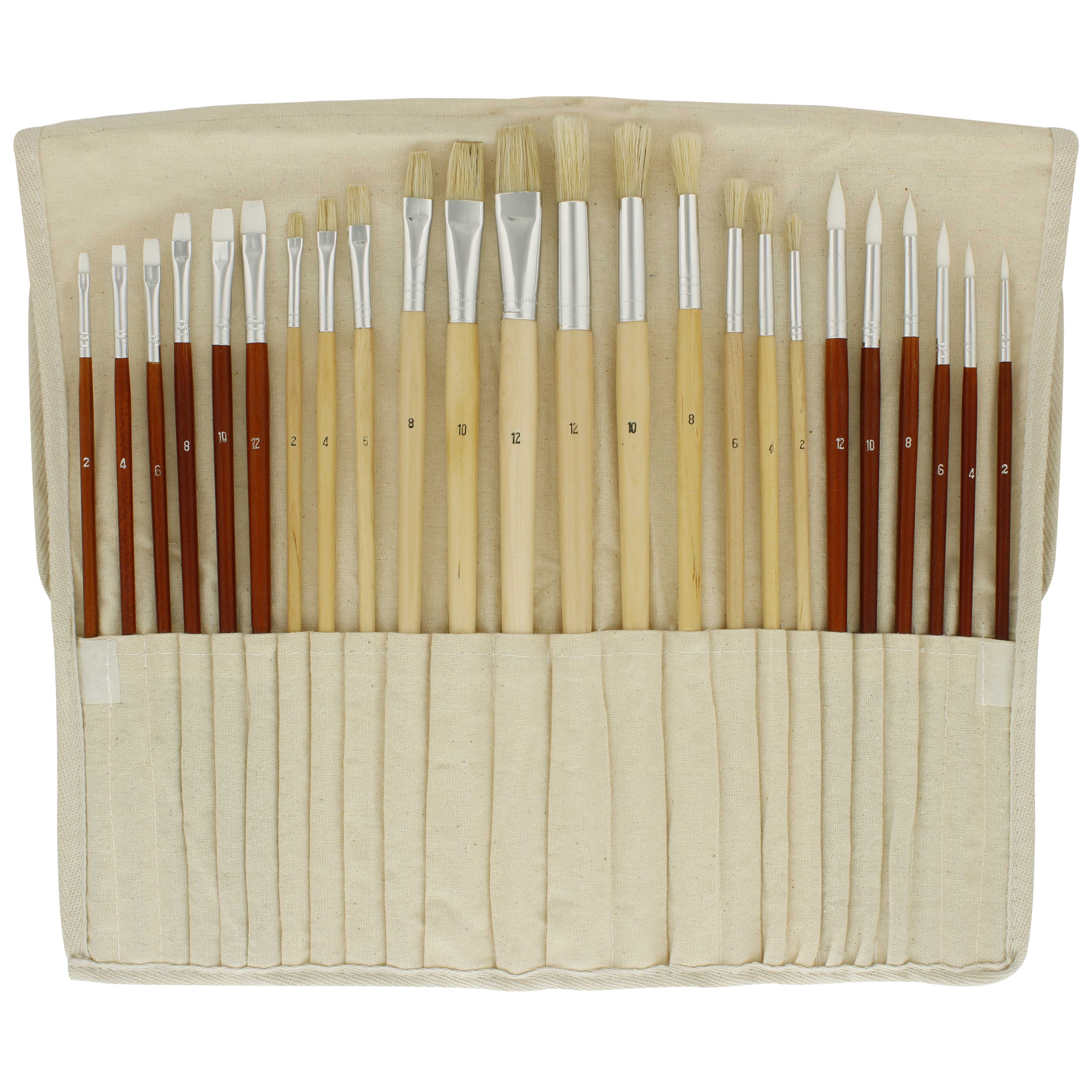 24-Piece Professional Oil & Acrylic Paint Brush Set with Long Handle - Perfect for Canvas Painting, Watercolor & Fine Art - Includes Durable Carrying Case for Artists & Beginners (Ideal for Studio, Classroom & Outdoor Painting)