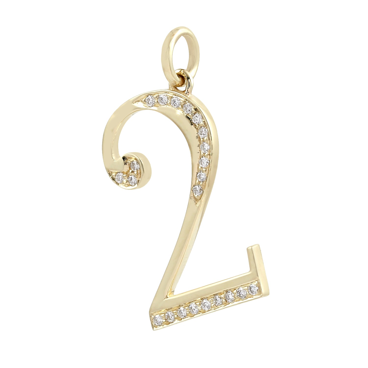 14K Yellow Gold Pave Natural Diamond 2 Initial Number Pendant Necklace for Women & Men - Perfect for Anniversary, Birthday, and Valentine's Day Gifts