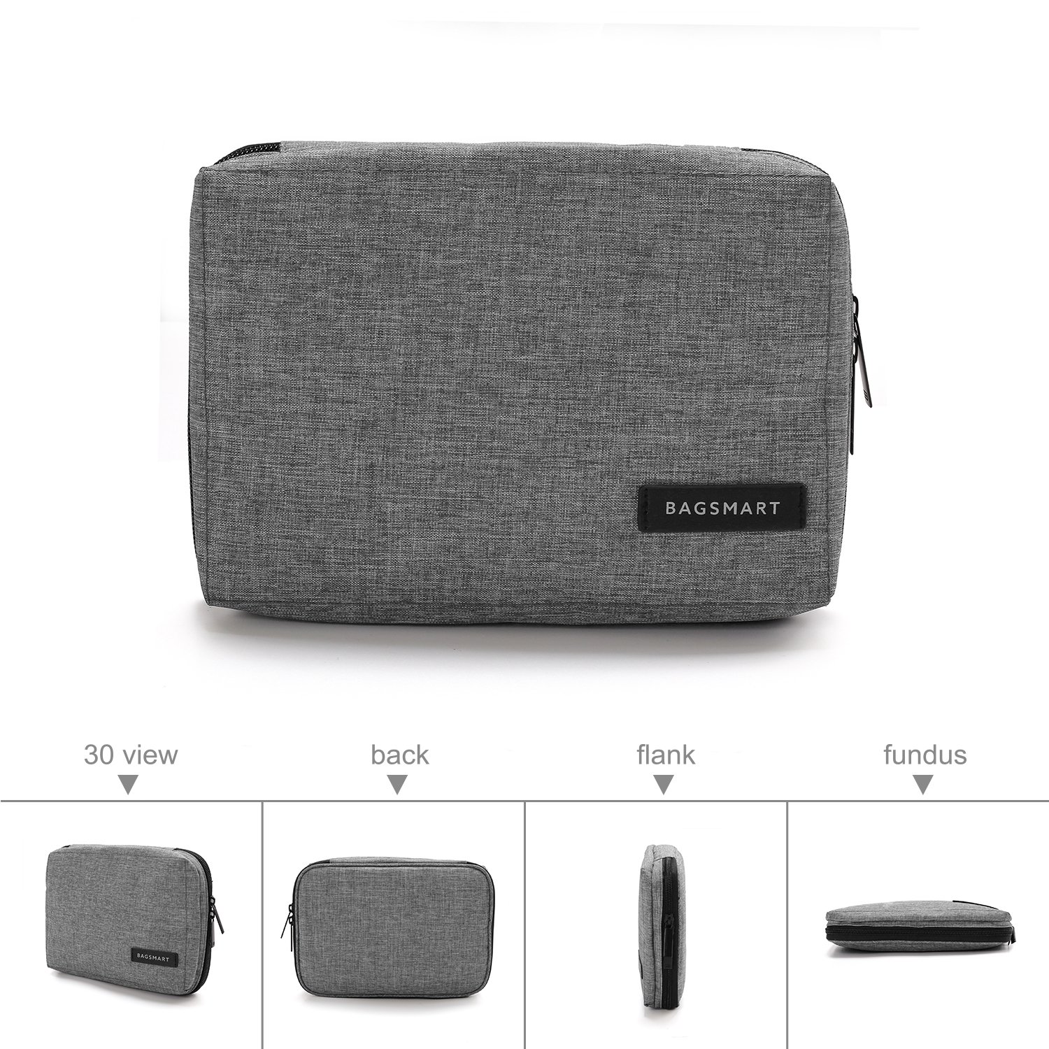 BAGSMART Travel Electronics Organizer Case - Compact Cord & Cable Organizer Bag for Phone, Charger, SD Cards - Perfect Travel Accessories for Men & Women (Grey) | Ideal for Business Trips, Vacations & Daily Commute