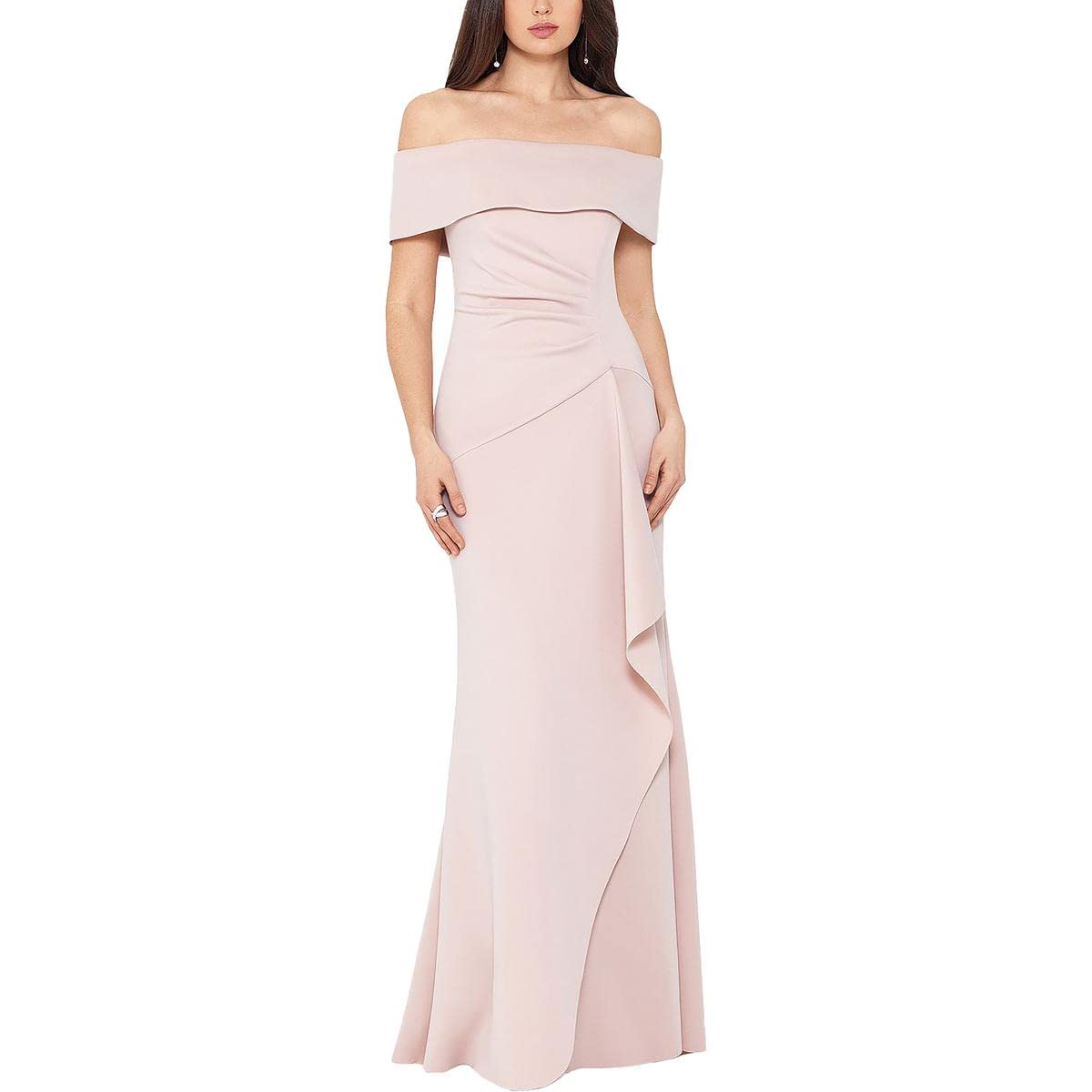 Xscape Women's Ruffled Wrap Formal Dress - Elegant Evening Gown for Weddings, Parties & Special Occasions