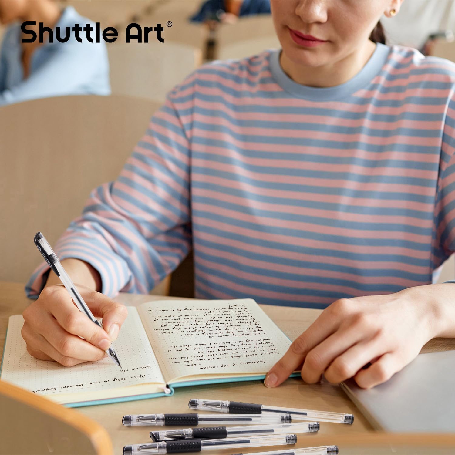Shuttle Art Black Gel Pens - 50 Pack Fine Point 0.5mm Rollerball Pens with Smooth Writing & Comfort Grip - Bulk Office, School & Home Supplies - Perfect for Note Taking, Journaling & Art Projects