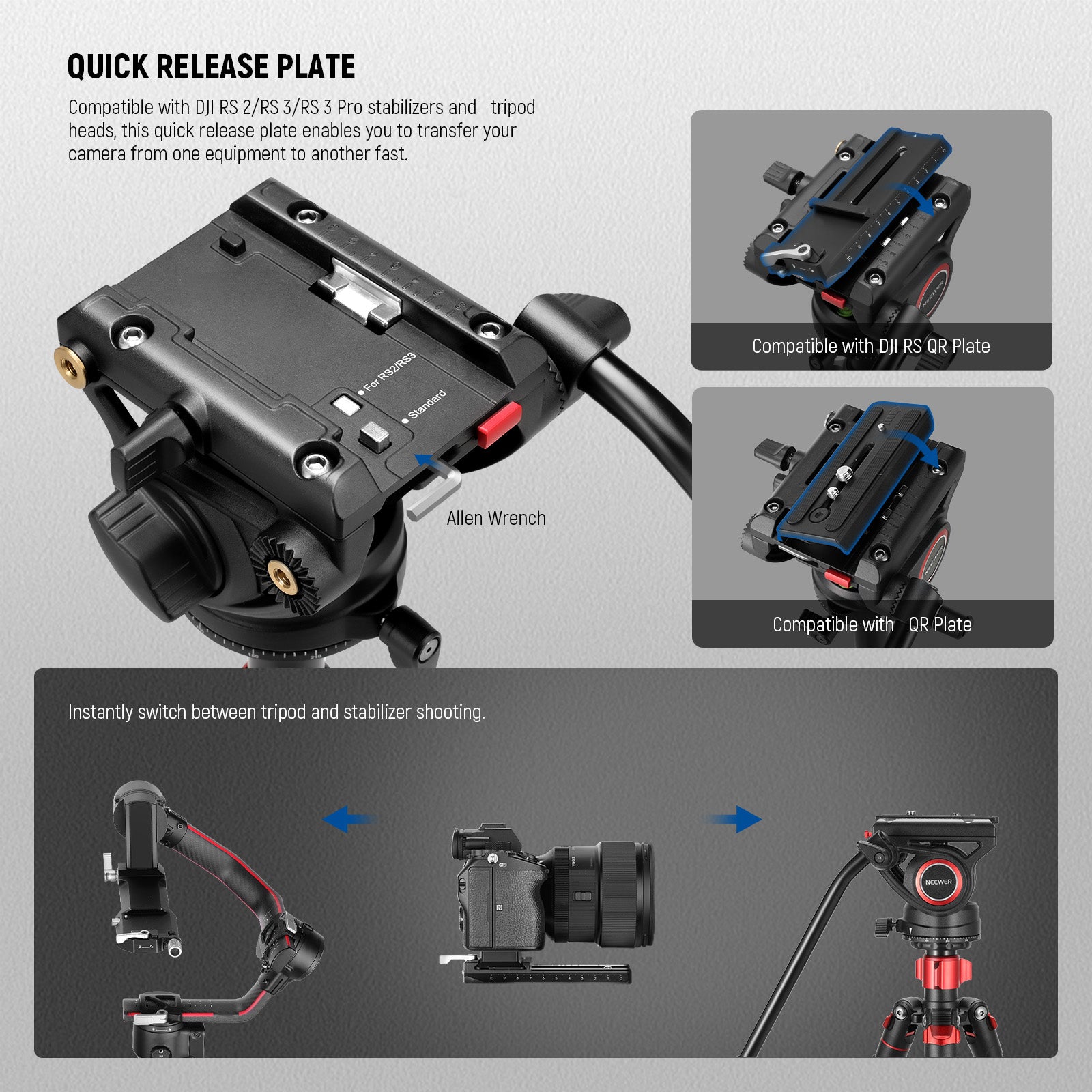 NEEWER TP72A 72-Inch Professional Aluminum Video Tripod with Fluid Head - Lightweight Camera Tripod for DSLR, Mirrorless, Camcorders - Perfect for Vlogging, Live Streaming, and Outdoor Photography