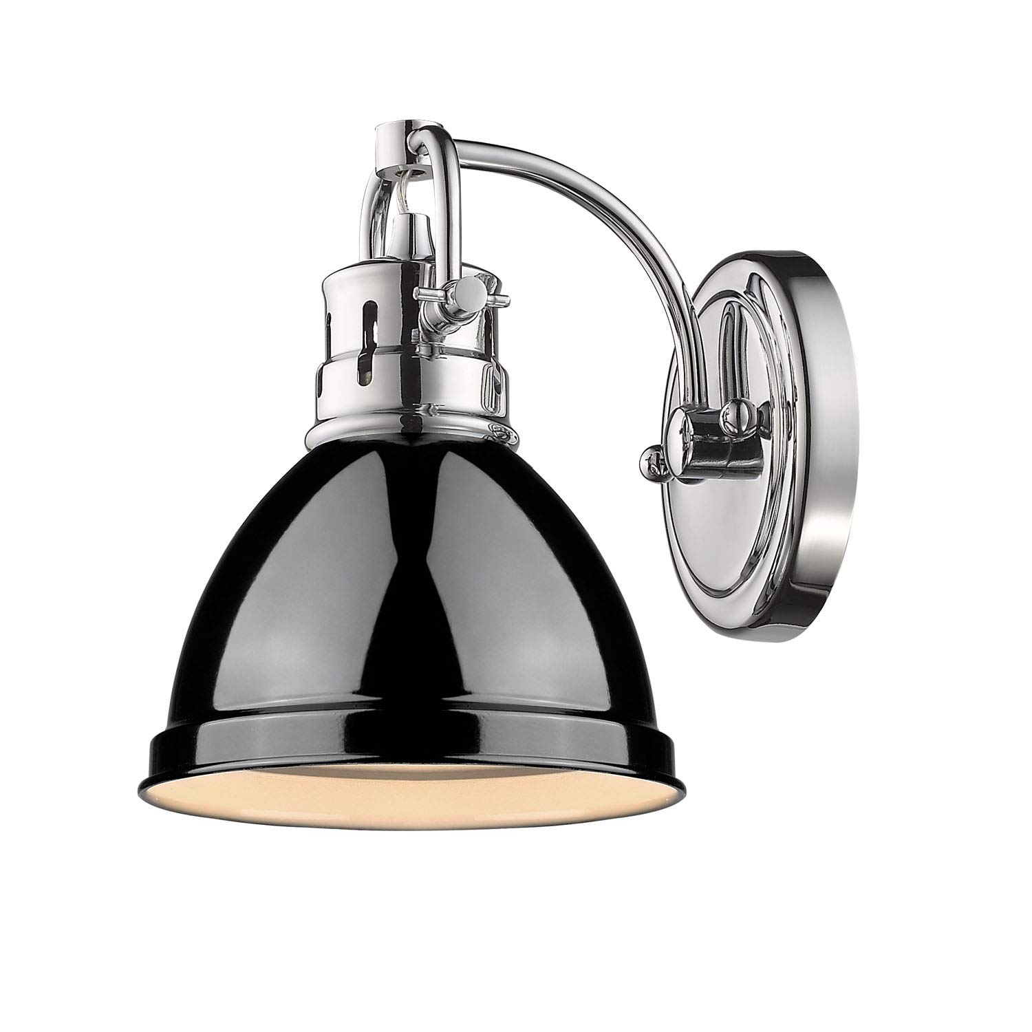 Golden Lighting 3602-BA1 CH-BK Duncan 1-Light Bath Vanity in Silver - Modern Bathroom Vanity Light for Mirror Illumination, Perfect for Powder Rooms, Master Baths & Guest Baths