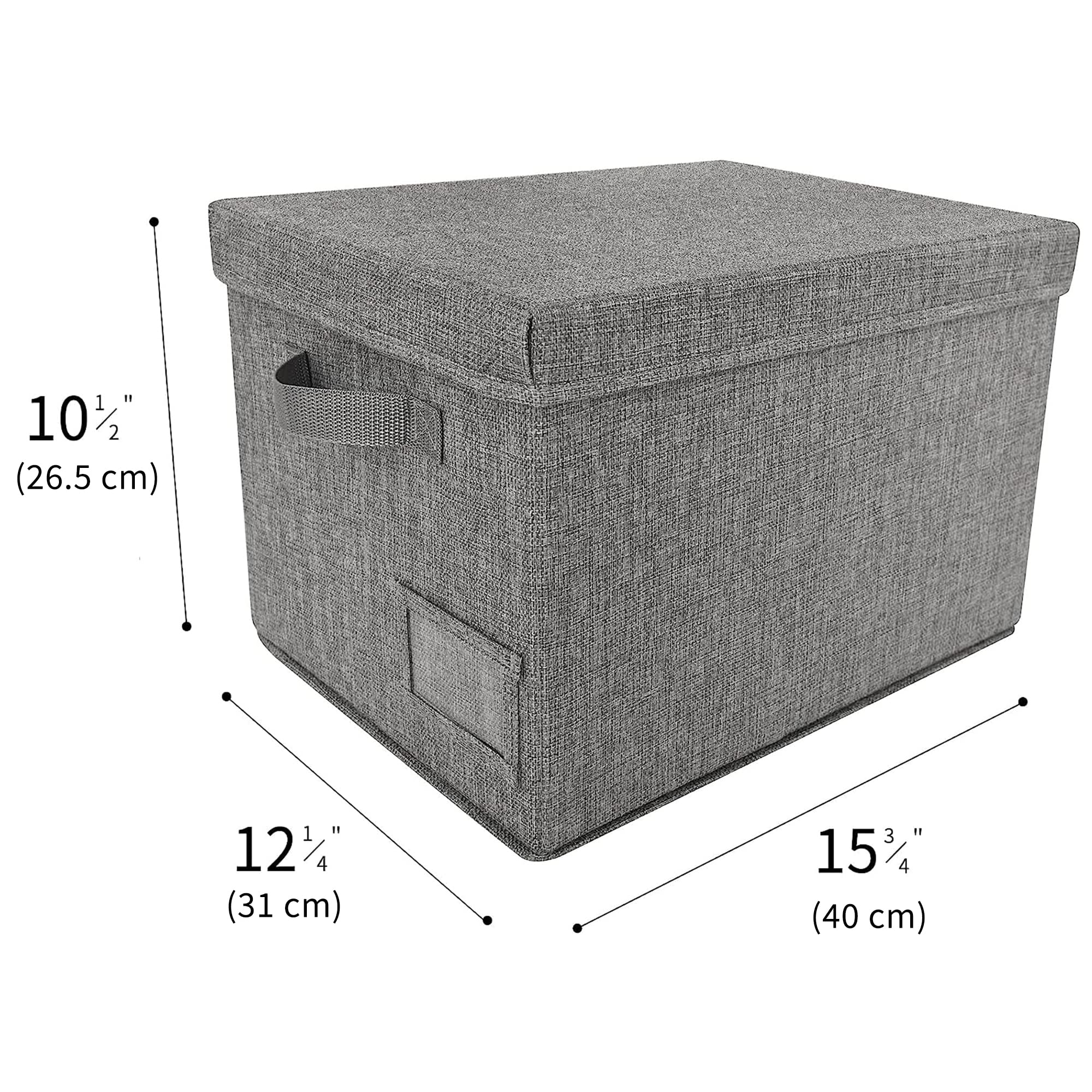 GRANNY SAYS Storage Bins with Lids - 3-Pack Dark Gray Closet Organizers & Shelving Baskets for Bedroom, Bathroom & Linen Closet Organization - Space Saving Storage Containers for Home & Office