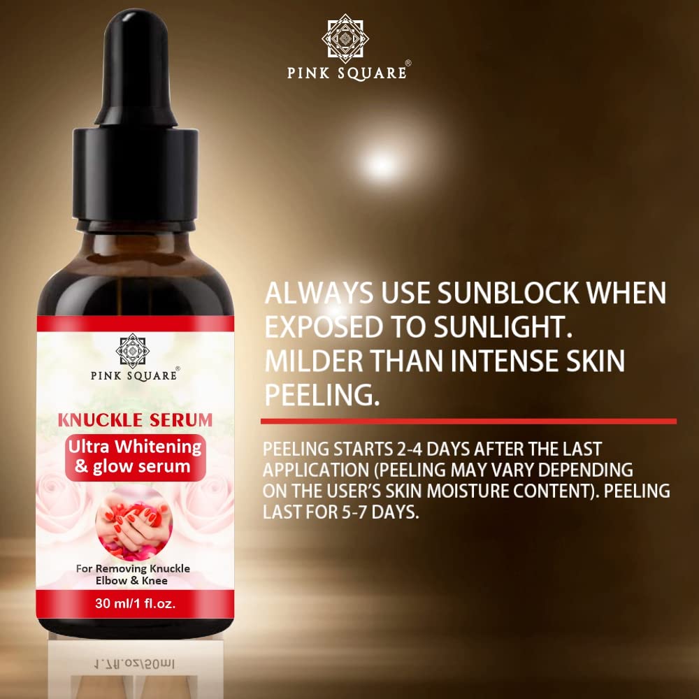 Pink Square Skin Brightening Serum for Dark Knuckles, Hands, Legs, Knees & Elbows - 30ml (1 Pack) | Lightens & Smooths Skin | Perfect for Daily Skincare Routine & Nighttime Use