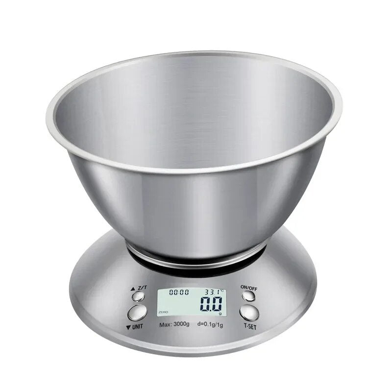 ANYCO Anygleam Digital Stainless Steel Kitchen Scale with Removable Tray - 5kg/11lb Capacity, Precise Measurements for Baking, Cooking & Portion Control (Silver) - Perfect for Home Chefs & Meal Prep