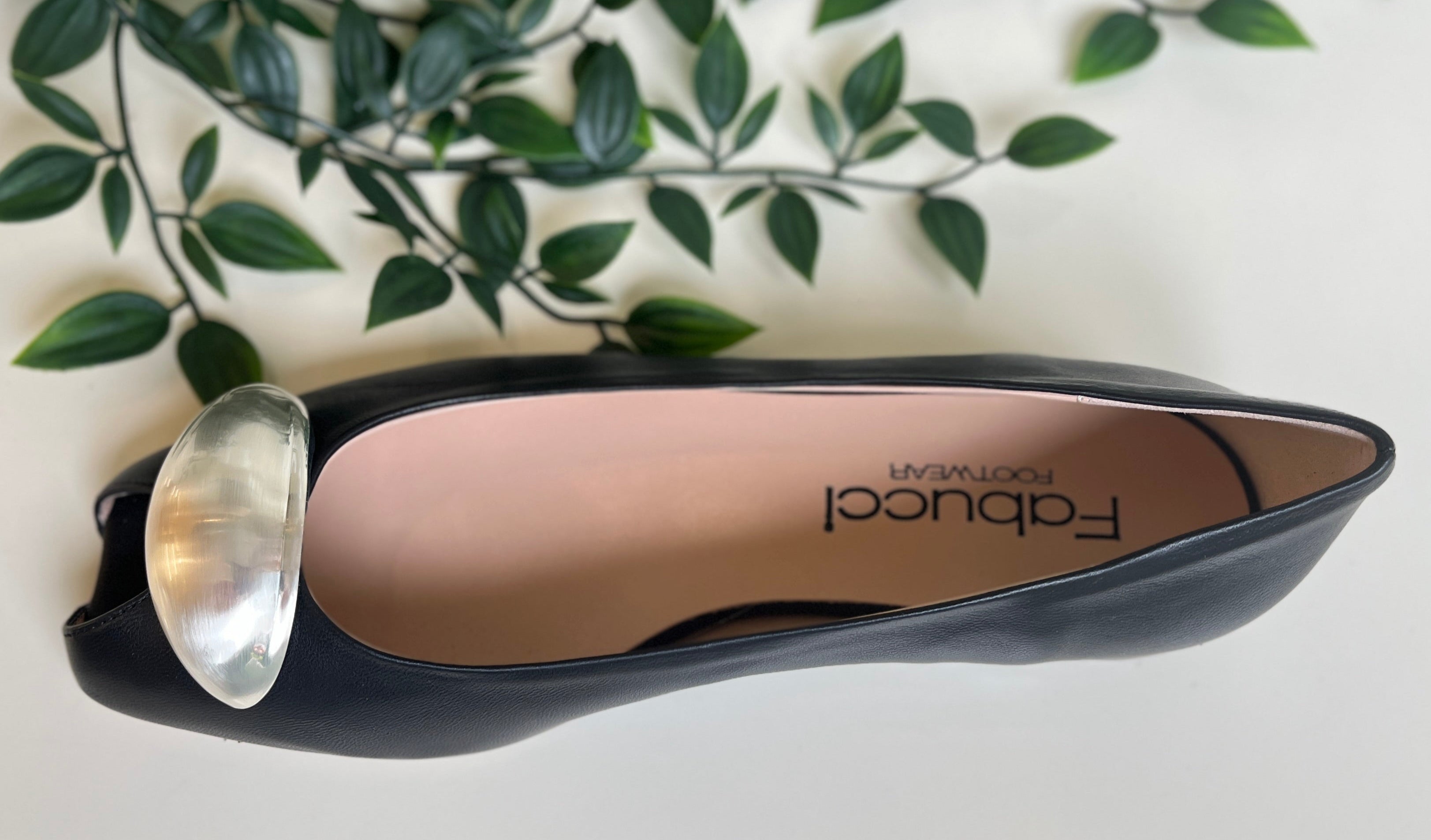 Fabucci Women's Black Leather Peep Toe Ballet Flats - Comfortable & Stylish Shoes for Work, Office, and Casual Outings