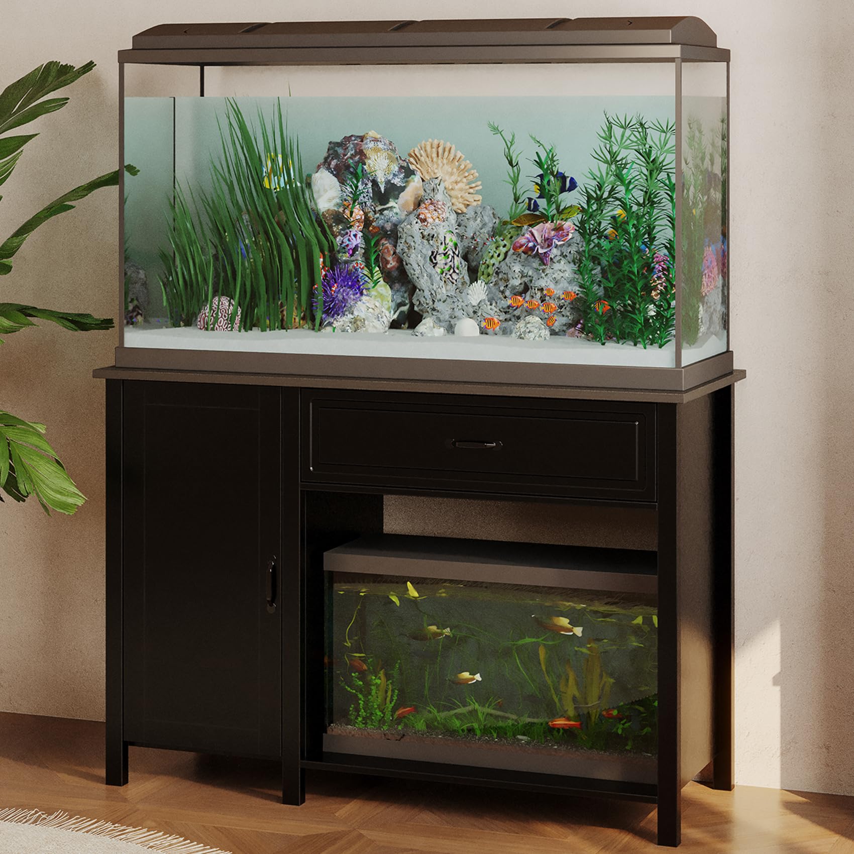 Heavy Duty Wooden Aquarium Stand with Storage Cabinet - 770 LBS Capacity Fish Tank Stand (51