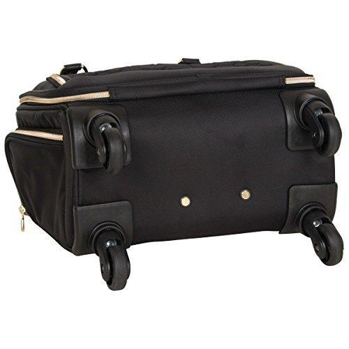 Aimee Kestenberg Women's Black Polyester Twill Double Pocket Quilted Python Print 4-Wheel Underseat Carry-On Luggage - Perfect for Air Travel, Business Trips & Weekend Getaways