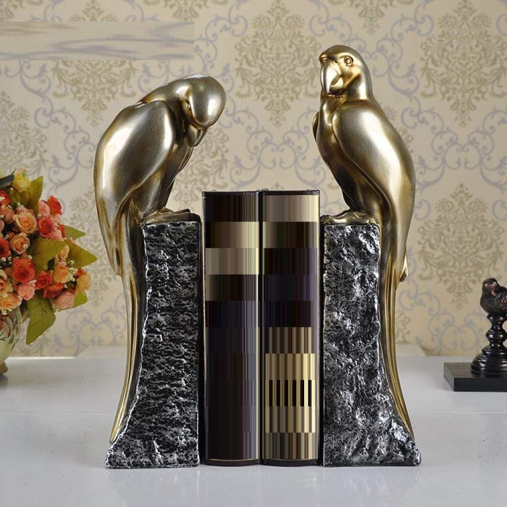 Resin Parrot Bookends - Decorative Outdoor Statues for Shelves, Office & Home Decor - Perfect for Books, Plants & Decorative Displays