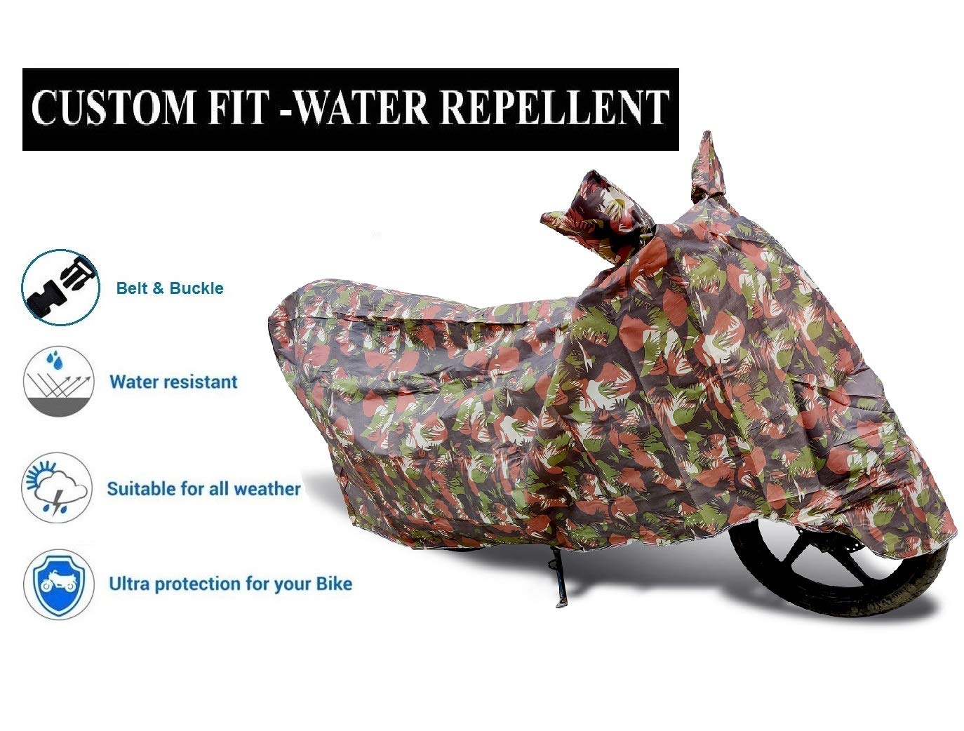 Waterproof Auto Hub Navi Bike Cover - Durable Motorcycle Body Cover for All Weather Protection (Jungle Camo Design) - Perfect for Outdoor Storage, Travel & Rainy Day Commutes