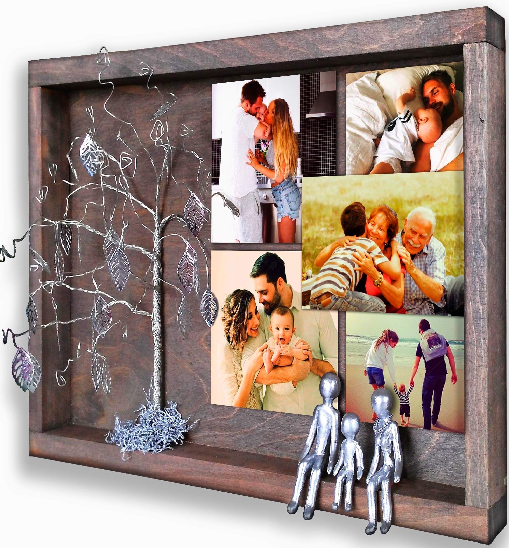 Personalized Family Photo Frame Collage - Handmade Metal Wall Art for Anniversary Gifts (10th, 25th, 40th, 60th Years) - Silver Steel Tin Aluminum Iron Custom Picture Frame for Couples, Parents & In-Laws | Perfect for Living Room Decor & Wedding Anniversary Presents