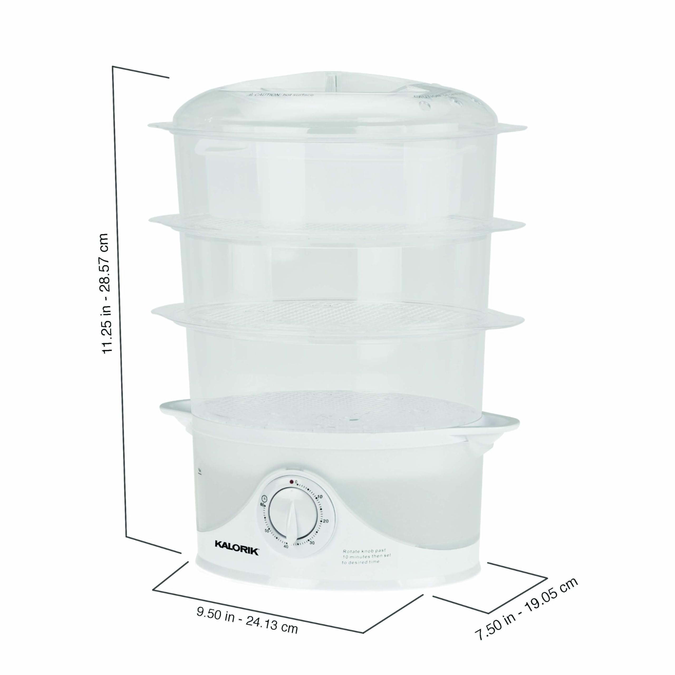 Kalorik White Food Steamer - 3-Tier Electric Vegetable Steamer for Healthy Cooking | Perfect for Meal Prep, Baby Food & Home Kitchen Use
