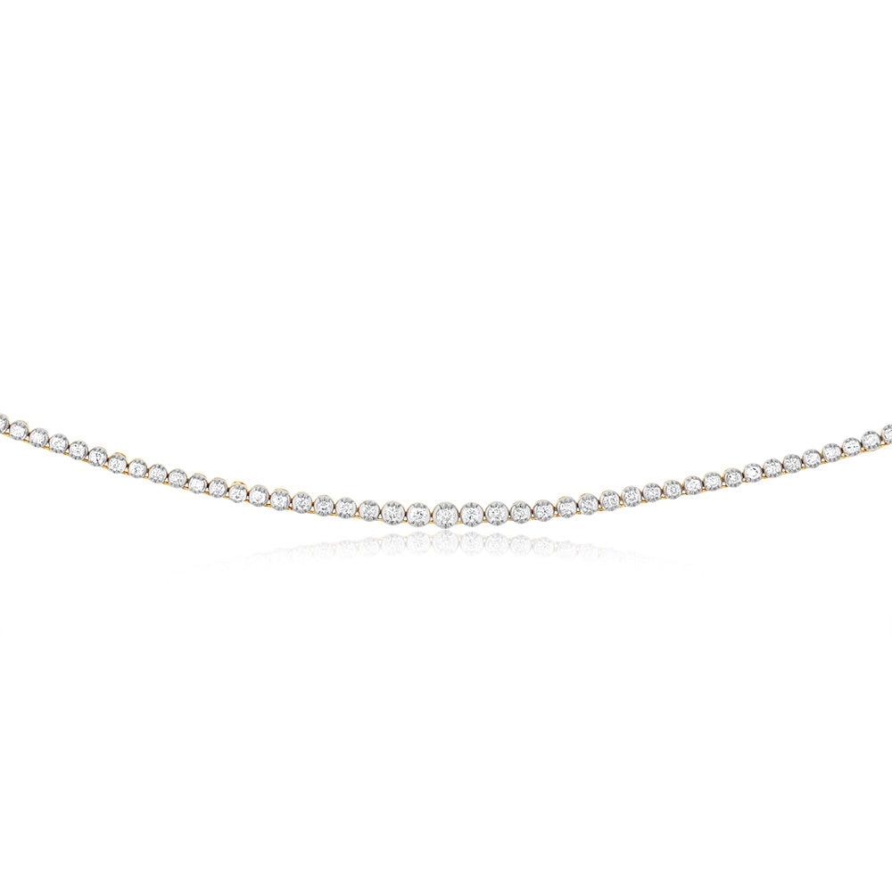 14K Yellow Gold 3 Carat Diamond Necklace with 157 Brilliant Cut Diamonds - 43cm Chain Length | Elegant Jewelry Gift for Women, Perfect for Weddings, Anniversaries & Special Occasions