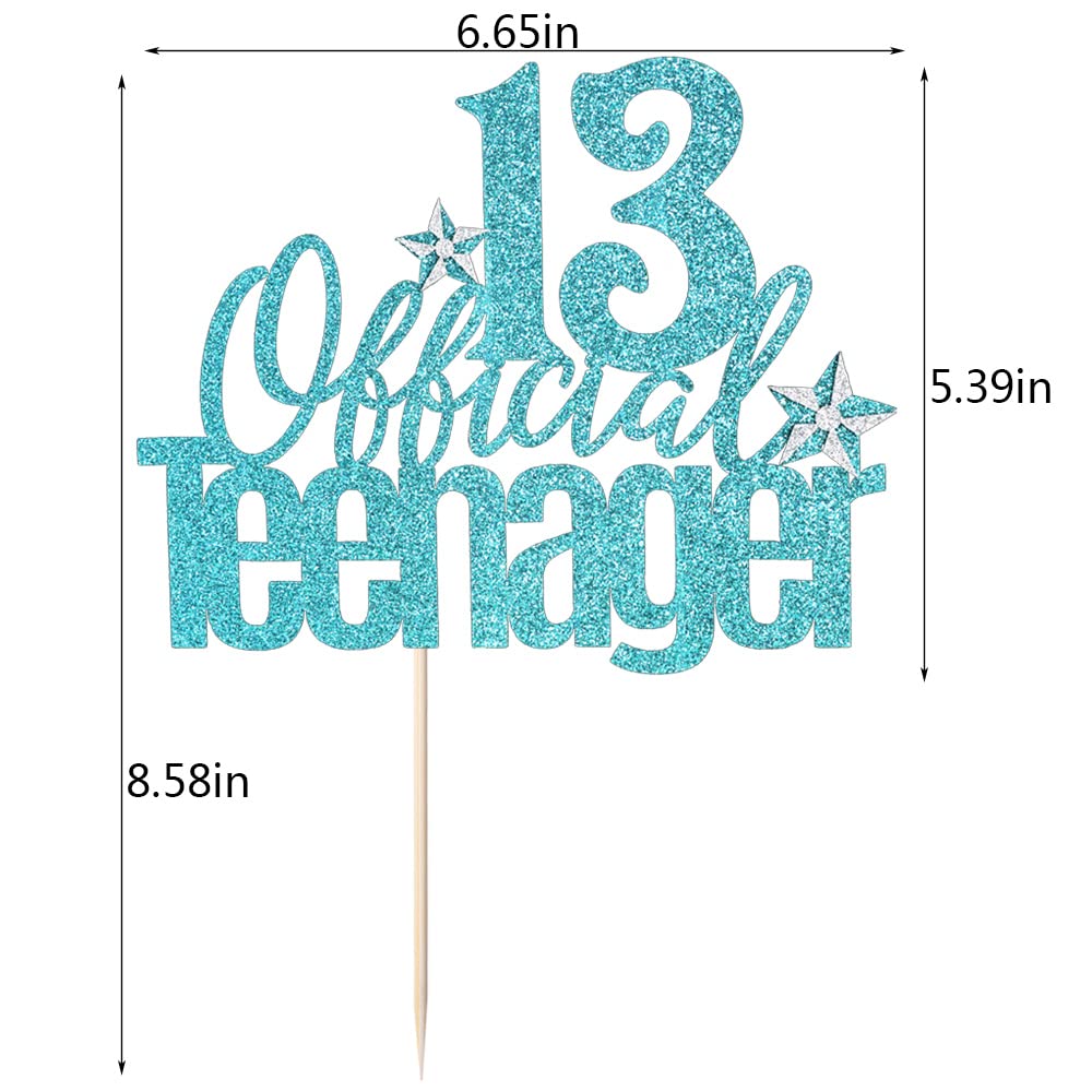 13th Birthday Cake Topper - Official Teenager Cake Decoration for Boys & Girls | Hello 13 & Cheers to 13 Years Party Supplies | Perfect for 13th Birthday Cakes, Cupcakes & Dessert Tables (Blue)