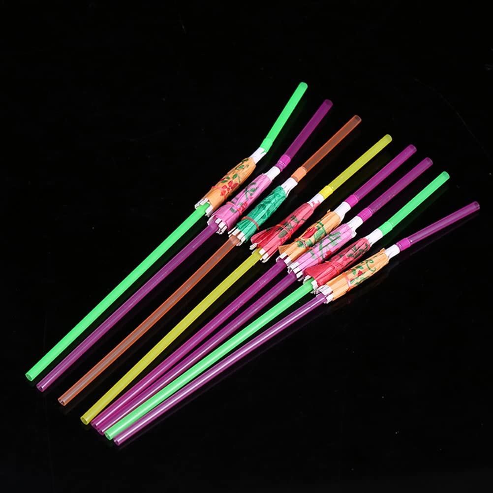 VICASKY 100pcs Colorful Umbrella Straws - Reusable Drinking Straws for Cocktails, Smoothies & Iced Coffee - Perfect for Parties, Bars & Home Use