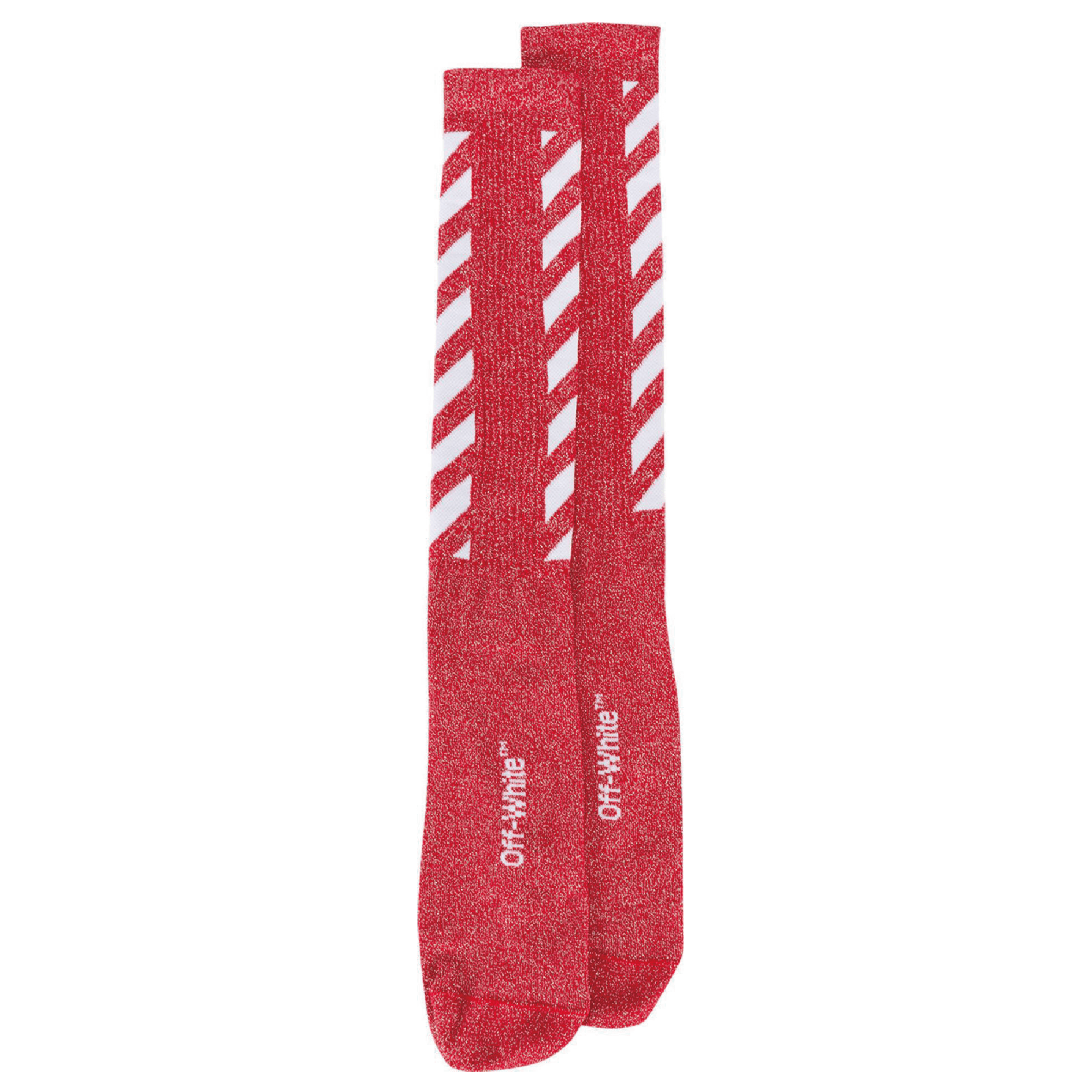 OFF WHITE 18FW Diagonal Long Socks - Trendy Streetwear for Men & Women - Perfect for Casual Outfits, Sneakers, and Urban Fashion