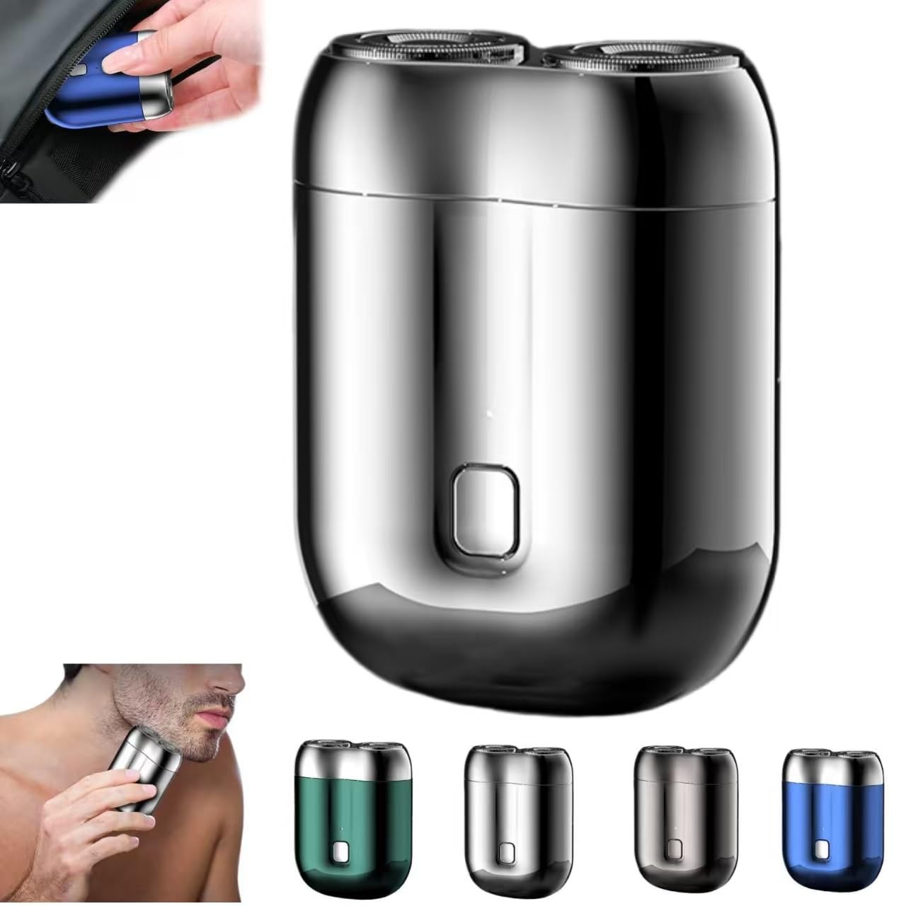 Jacooba Mini Dual-Head Electric Shaver - Rechargeable Waterproof Travel Razor for Men, Compact Cordless Shaver with Upgraded Blades - Perfect for Home, Travel & Gym (Gray White)